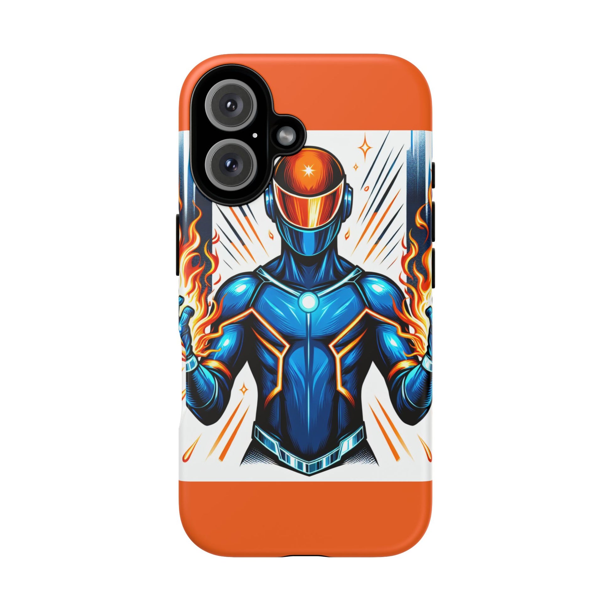 Vibrant Phone Case Featuring Fire-Themed Superhero Design, Durable and Stylish Gift for Gamers, Comic Lovers, and Tech Enthusiasts