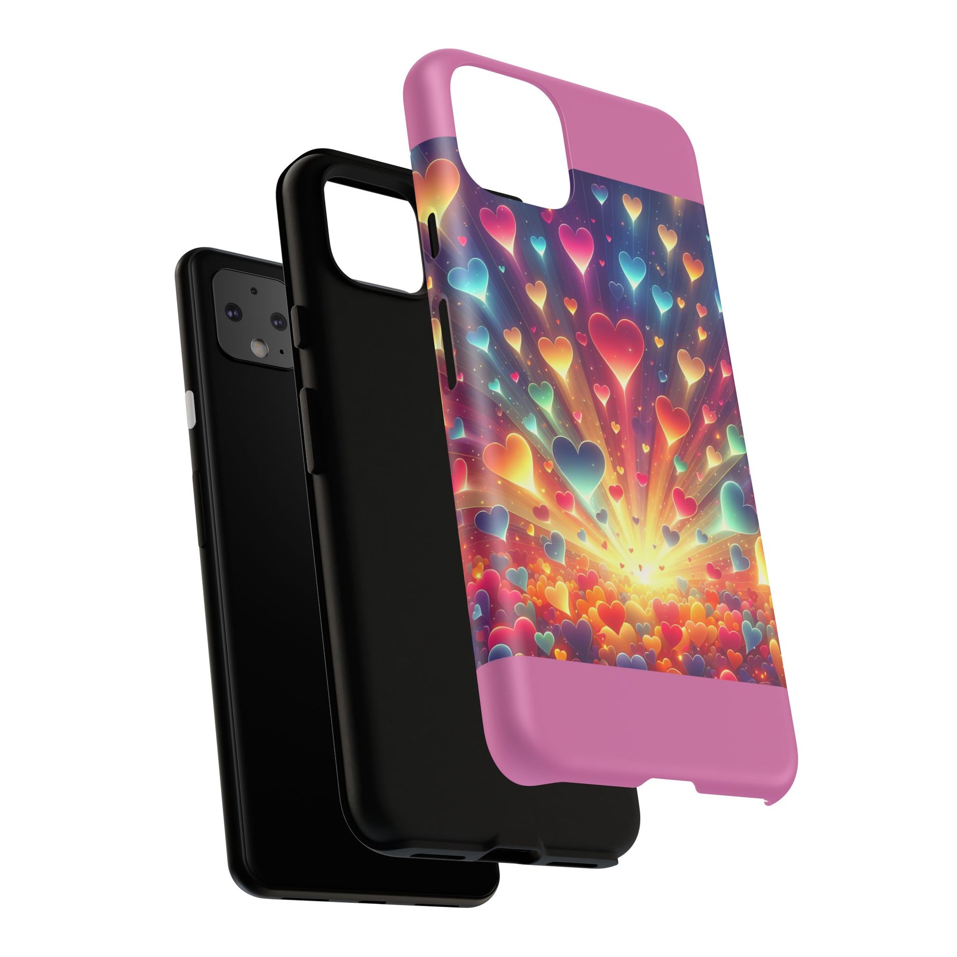 Colorful Love Phone Case, Heart Design, Cute Gift, Smartphone Accessory, Valentine's Day, Birthday Present, Colorful Hearts