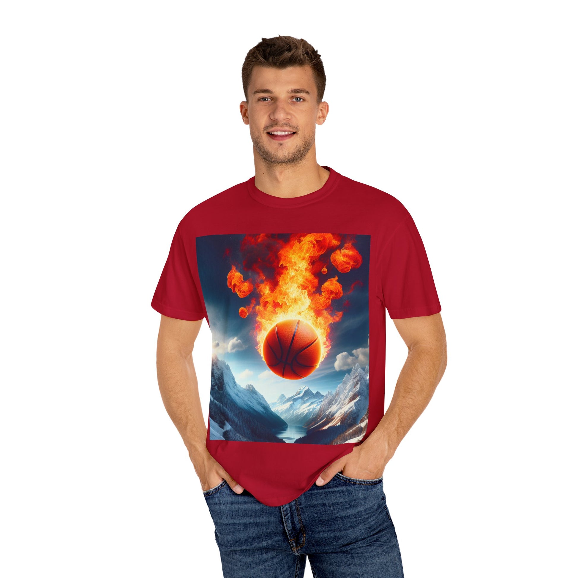 Basketball Flame Tee, Casual Wear, Sports Fan Shirt, Gift for Athletes, Unisex Graphic T-shirt, Basketball Enthusiast Apparel