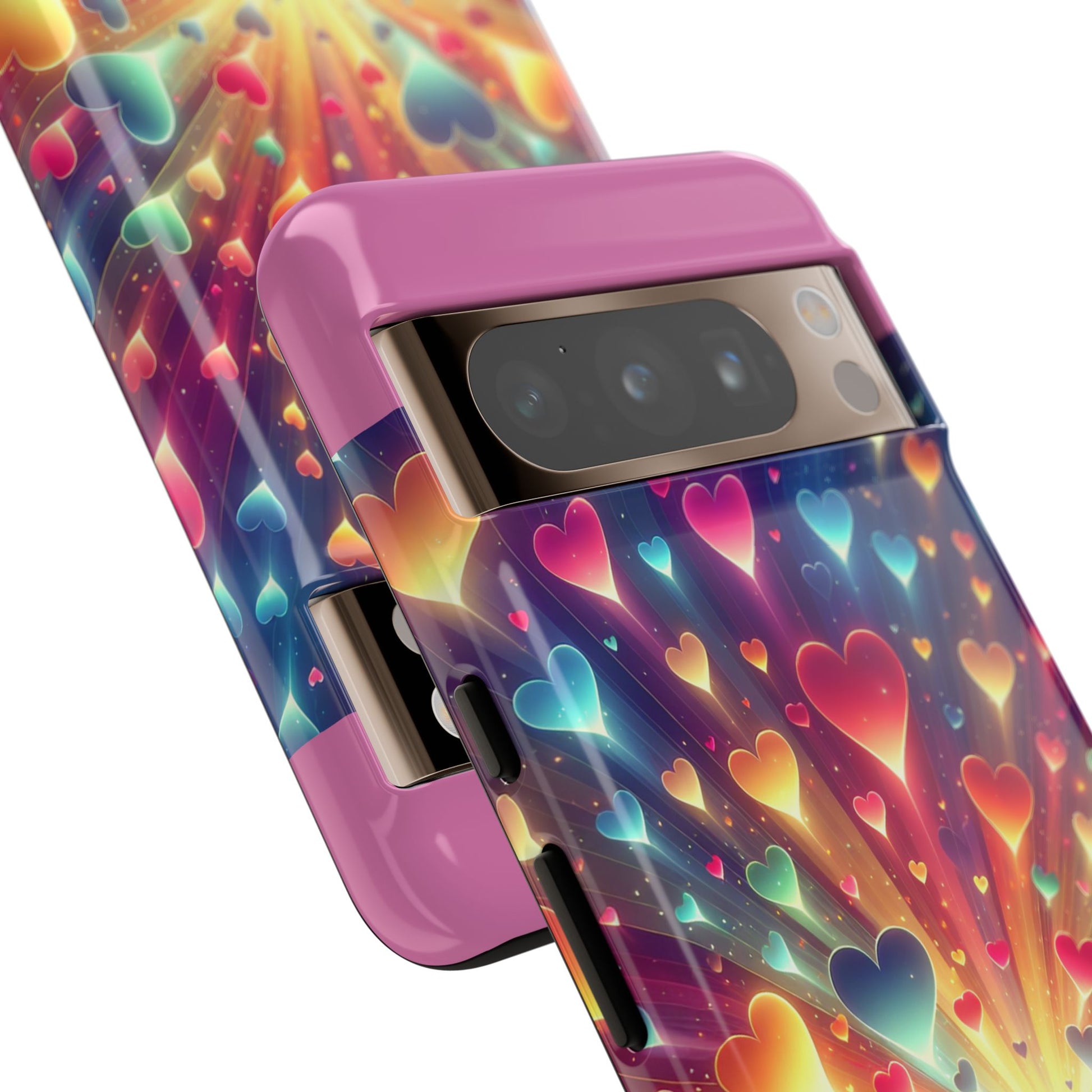 Colorful Love Phone Case, Heart Design, Cute Gift, Smartphone Accessory, Valentine's Day, Birthday Present, Colorful Hearts