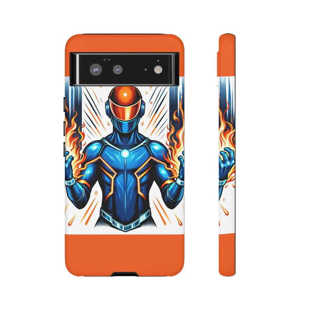 Vibrant Phone Case Featuring Fire-Themed Superhero Design, Durable and Stylish Gift for Gamers, Comic Lovers, and Tech Enthusiasts