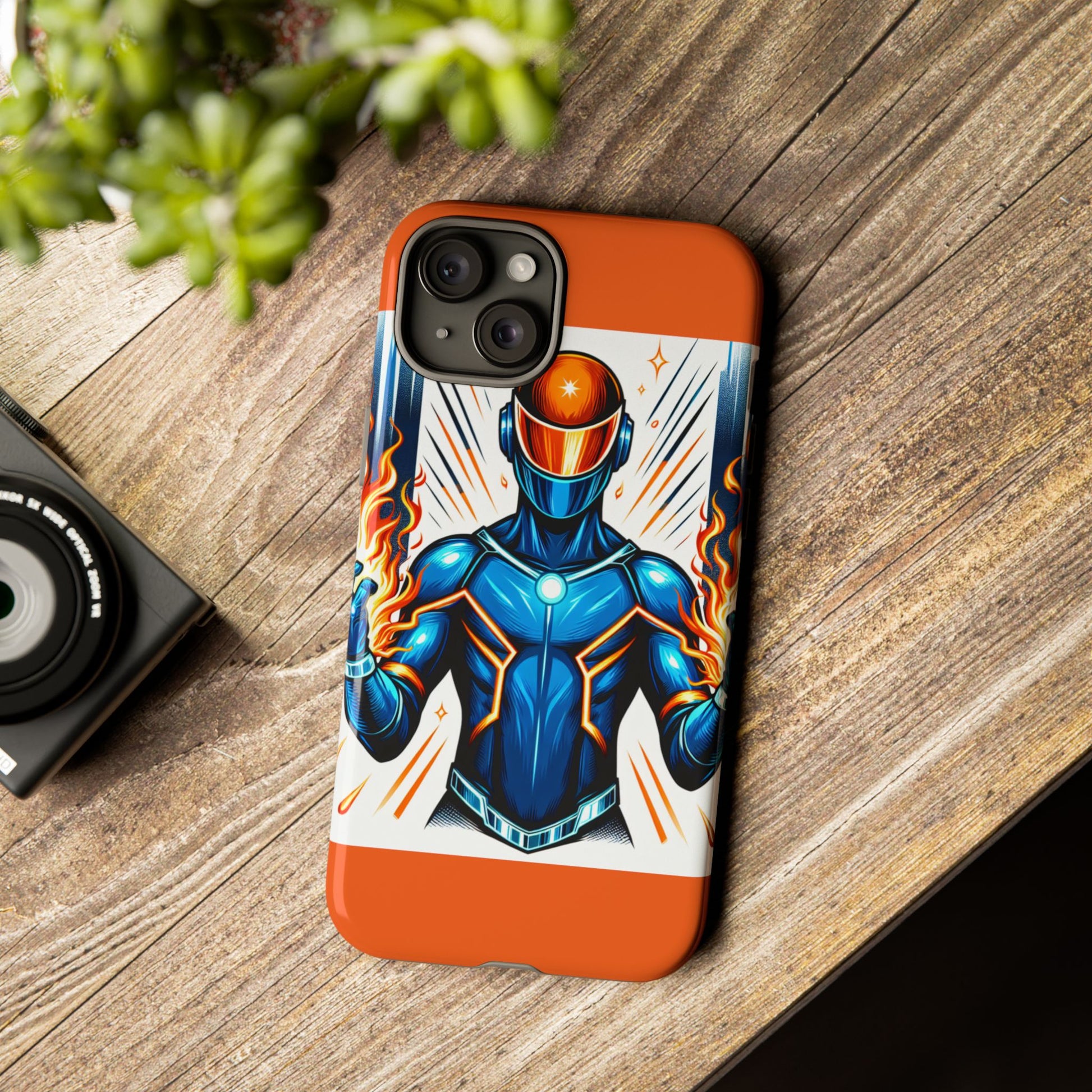 Vibrant Phone Case Featuring Fire-Themed Superhero Design, Durable and Stylish Gift for Gamers, Comic Lovers, and Tech Enthusiasts