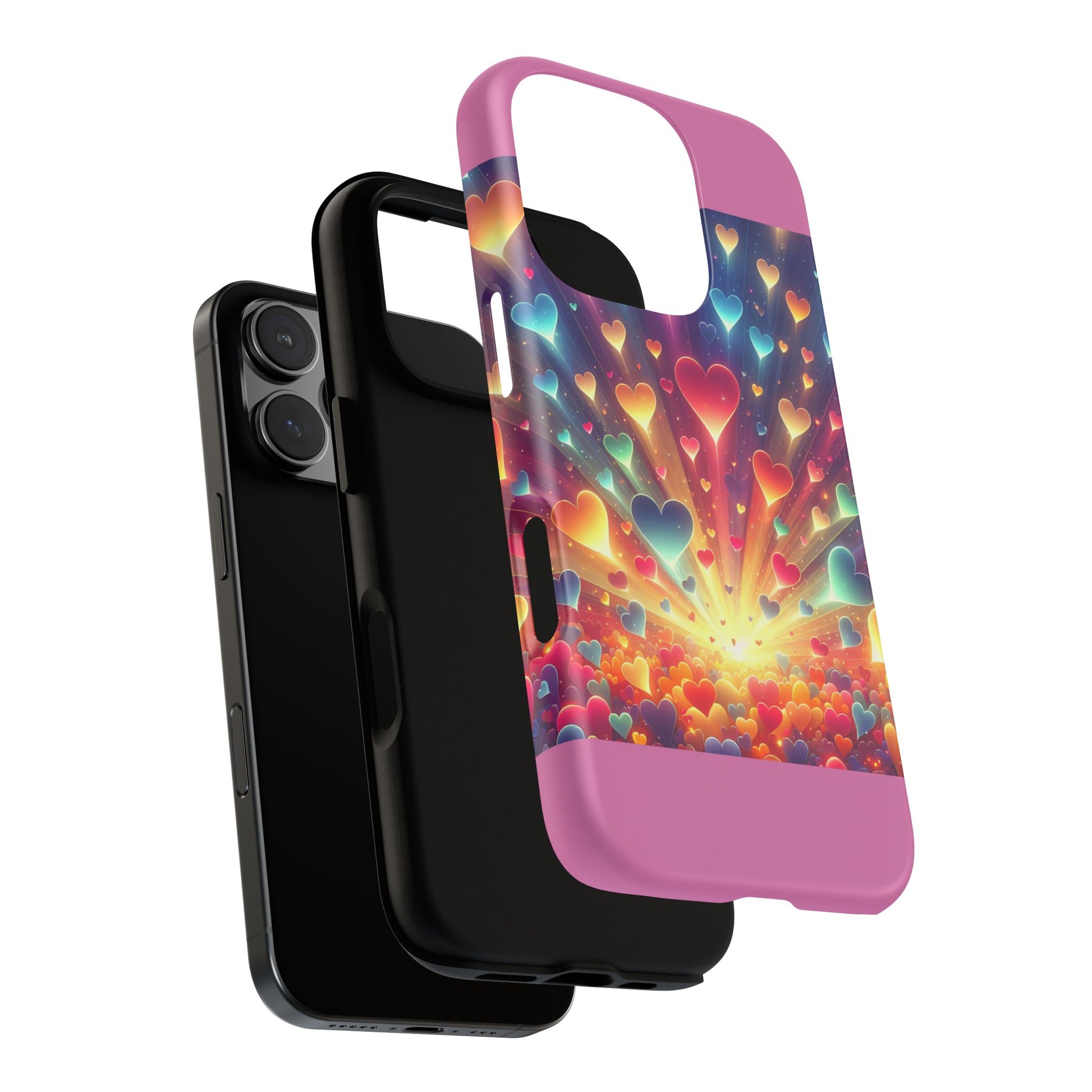 Colorful Love Phone Case, Heart Design, Cute Gift, Smartphone Accessory, Valentine's Day, Birthday Present, Colorful Hearts
