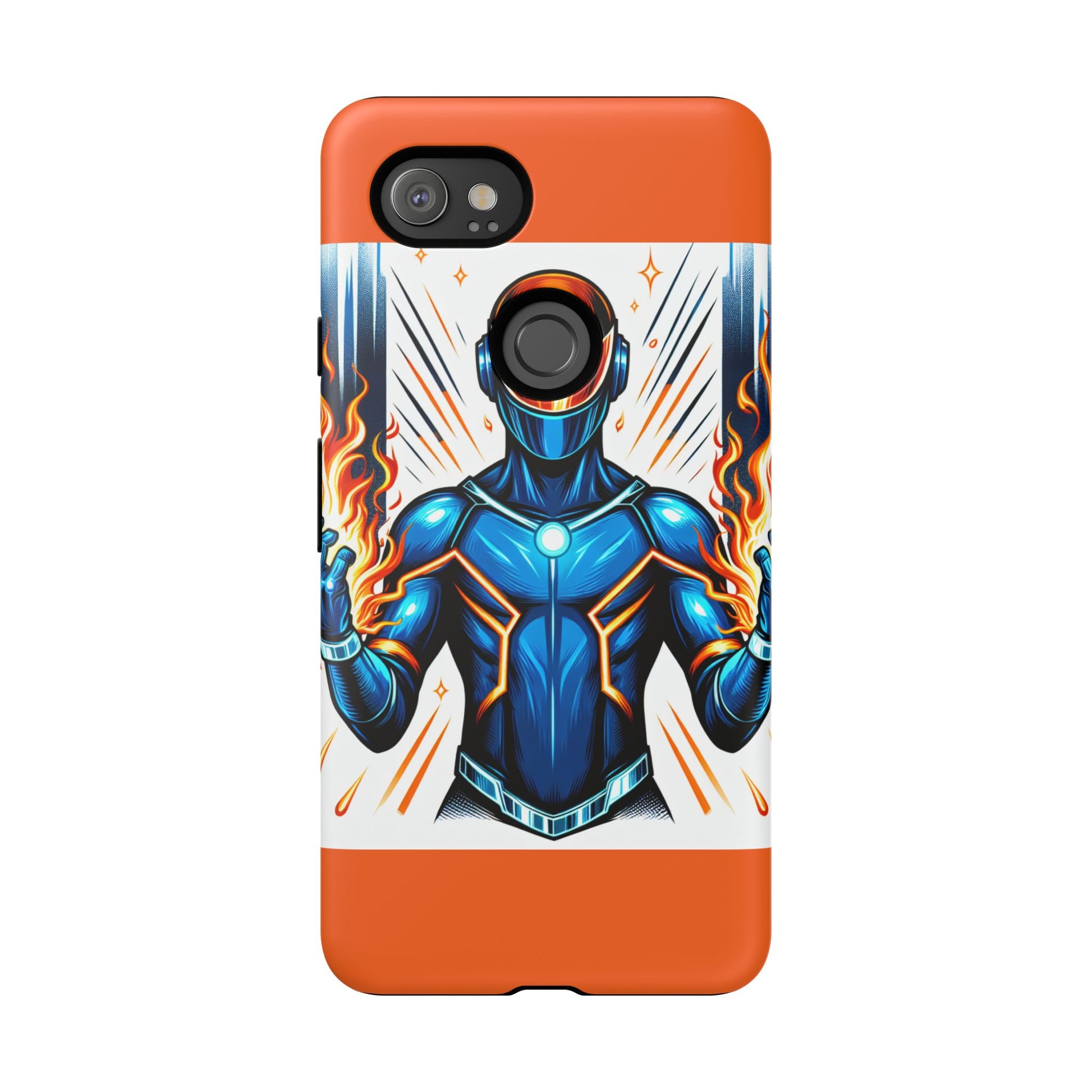 Vibrant Phone Case Featuring Fire-Themed Superhero Design, Durable and Stylish Gift for Gamers, Comic Lovers, and Tech Enthusiasts