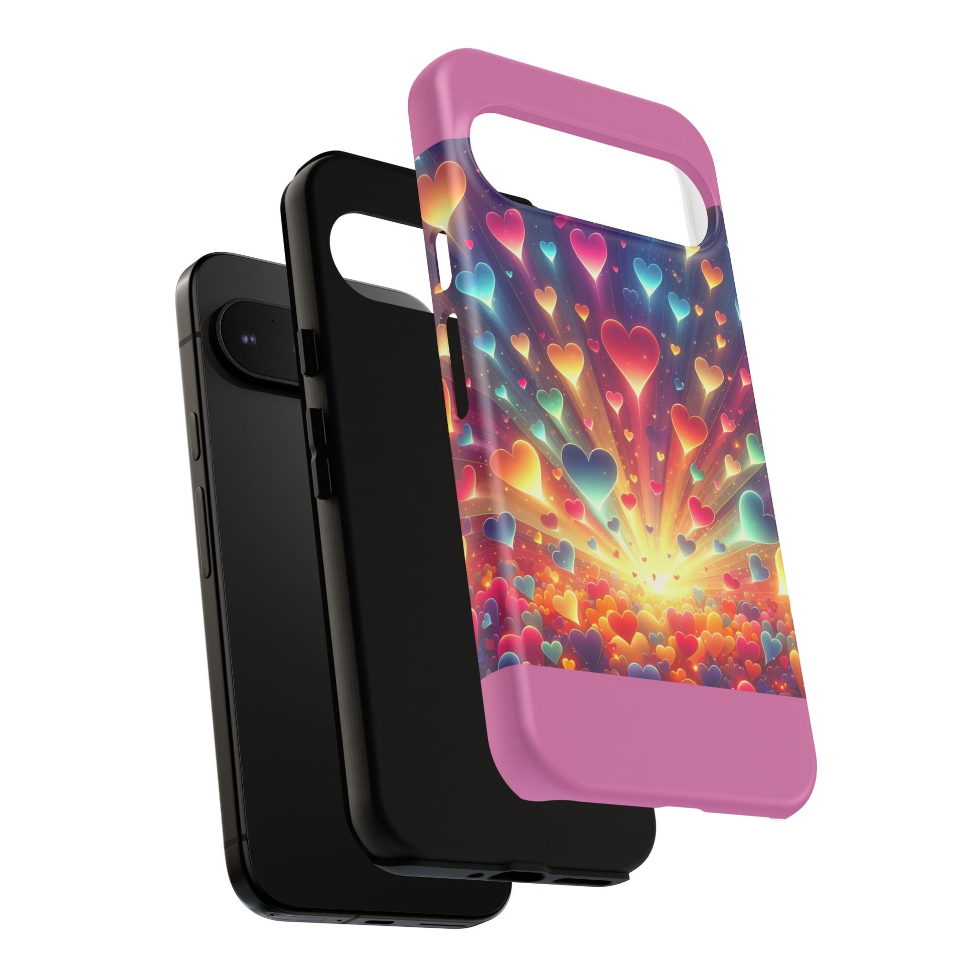 Colorful Love Phone Case, Heart Design, Cute Gift, Smartphone Accessory, Valentine's Day, Birthday Present, Colorful Hearts