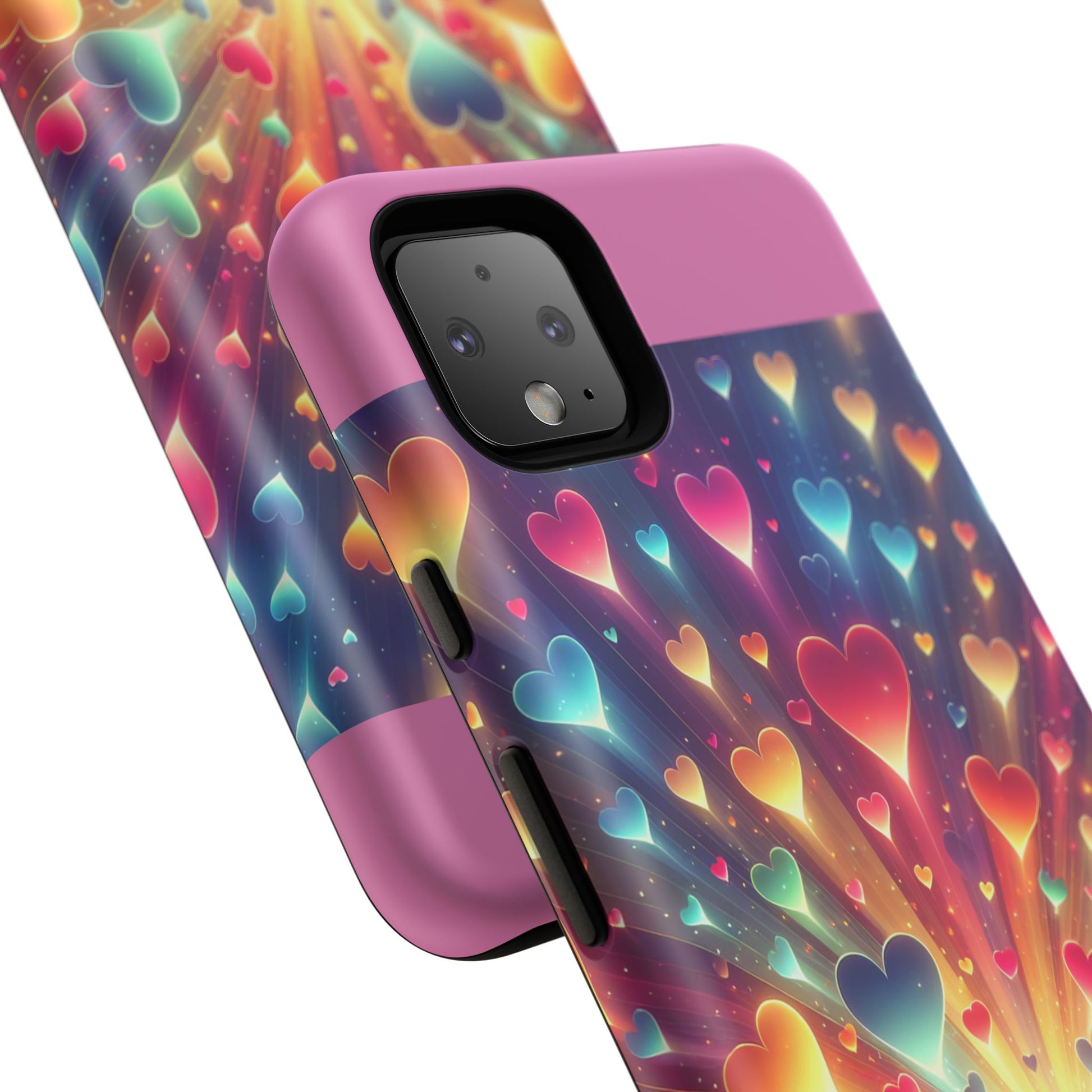 Colorful Love Phone Case, Heart Design, Cute Gift, Smartphone Accessory, Valentine's Day, Birthday Present, Colorful Hearts