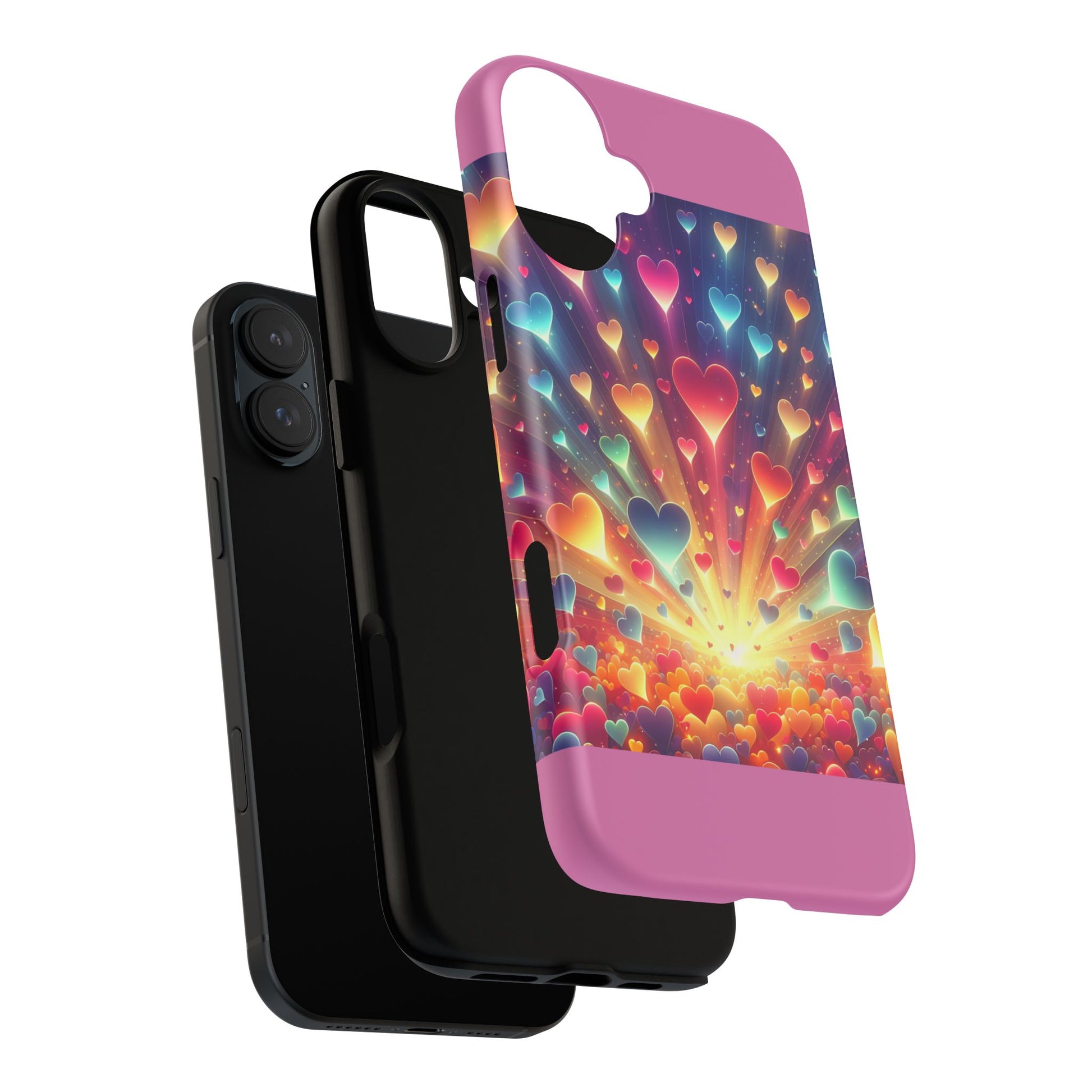 Colorful Love Phone Case, Heart Design, Cute Gift, Smartphone Accessory, Valentine's Day, Birthday Present, Colorful Hearts