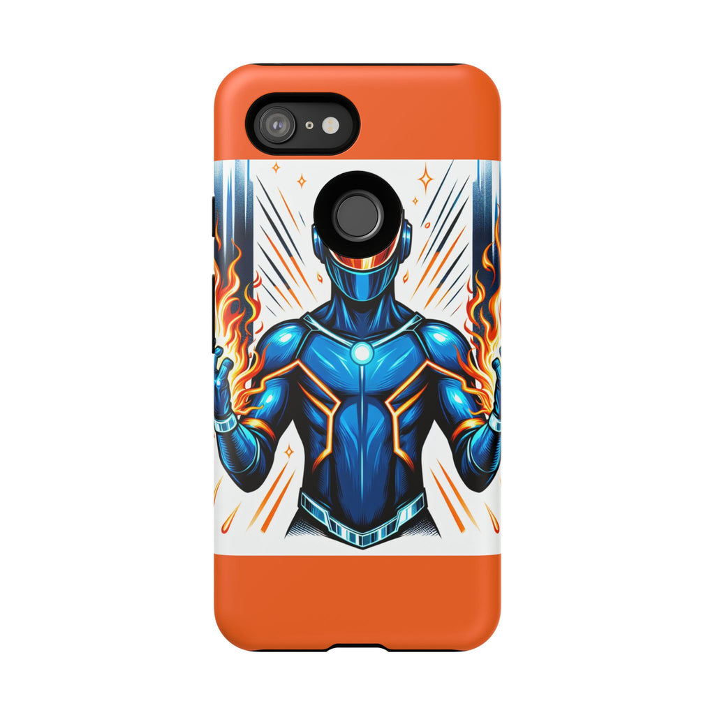 Vibrant Phone Case Featuring Fire-Themed Superhero Design, Durable and Stylish Gift for Gamers, Comic Lovers, and Tech Enthusiasts