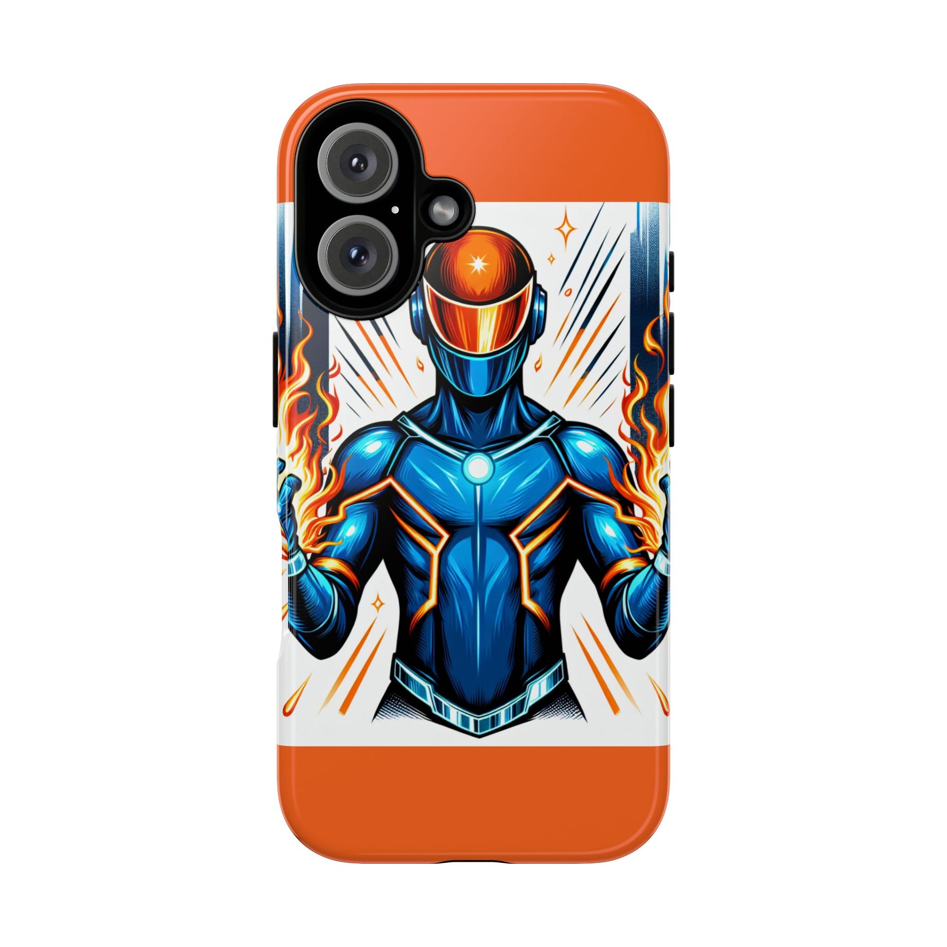 Vibrant Phone Case Featuring Fire-Themed Superhero Design, Durable and Stylish Gift for Gamers, Comic Lovers, and Tech Enthusiasts