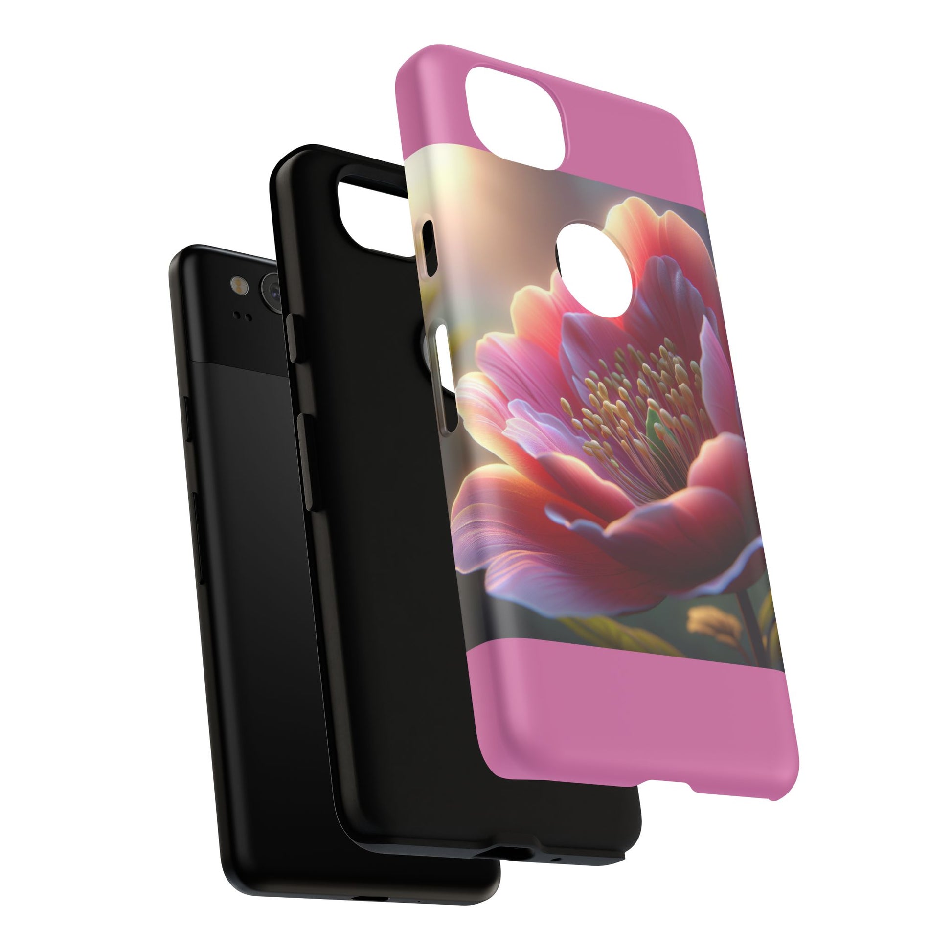 Pink Floral Phone Case, Tough Cases, Floral Design, Phone Accessory Gift, Nature Inspired, Trendy Tech Case