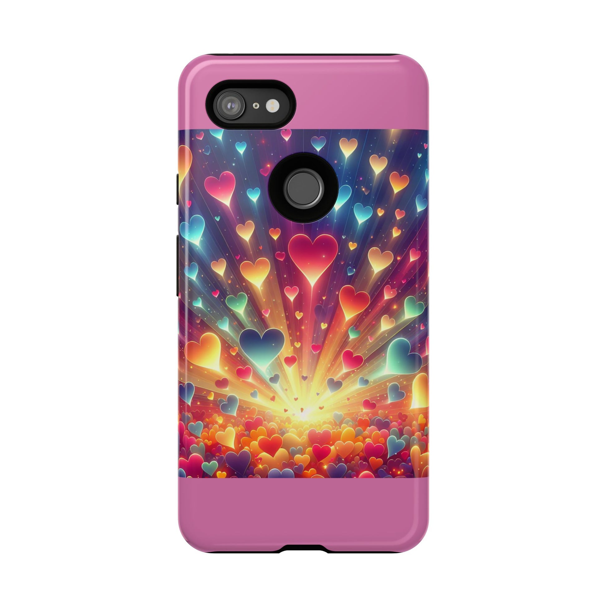 Colorful Love Phone Case, Heart Design, Cute Gift, Smartphone Accessory, Valentine's Day, Birthday Present, Colorful Hearts