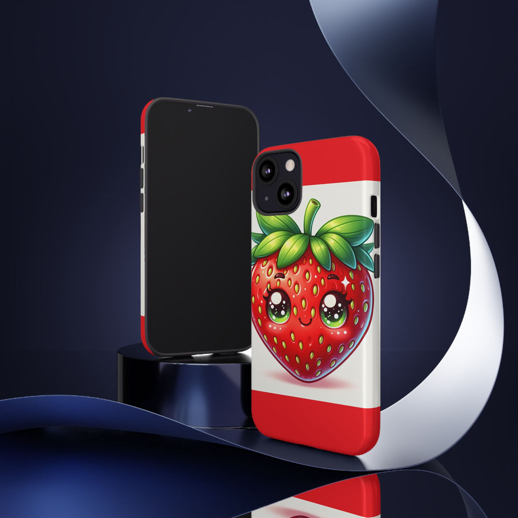 Cute Strawberry iPhone Case, Tough Phone Cases, Stylish Accessories, Fun Design for Kids and Adults, Perfect Gift for All Occasions
