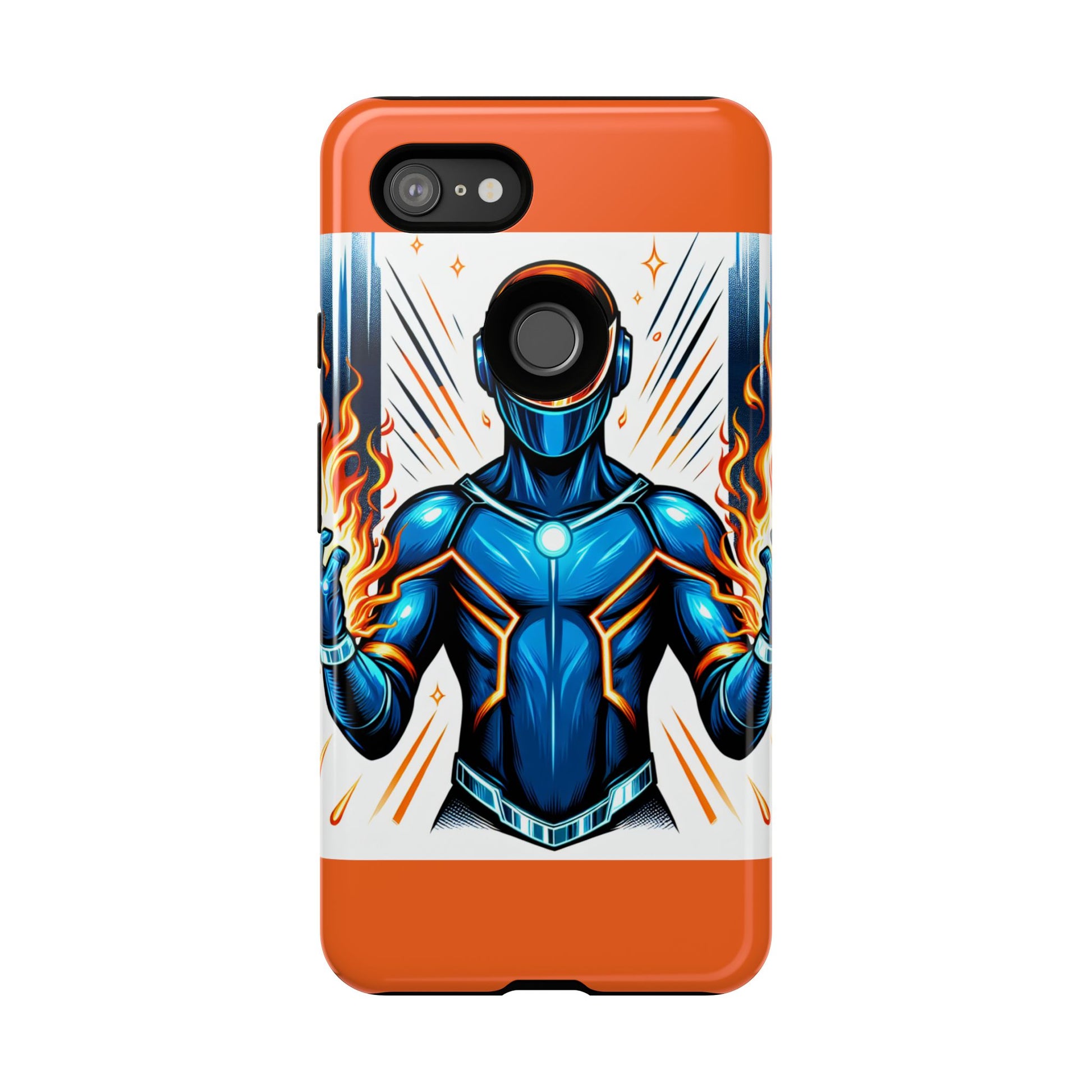 Vibrant Phone Case Featuring Fire-Themed Superhero Design, Durable and Stylish Gift for Gamers, Comic Lovers, and Tech Enthusiasts