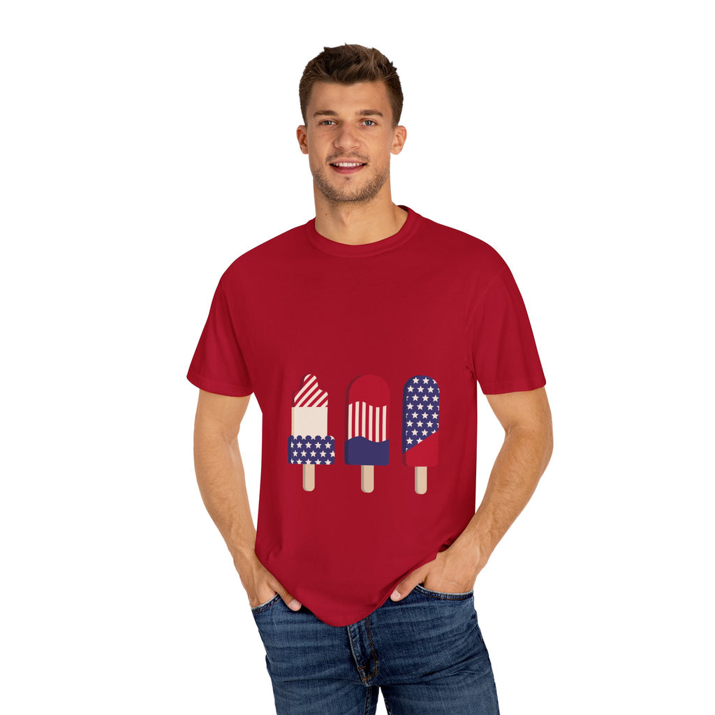 Summer Fun USA Popsicle T-Shirt | Unisex Garment-Dyed Tee | 4th of July Celebration | Casual Wear | Gift for Friends | Ice Cream Lover