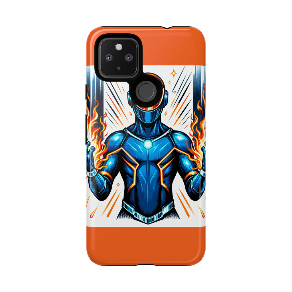 Vibrant Phone Case Featuring Fire-Themed Superhero Design, Durable and Stylish Gift for Gamers, Comic Lovers, and Tech Enthusiasts