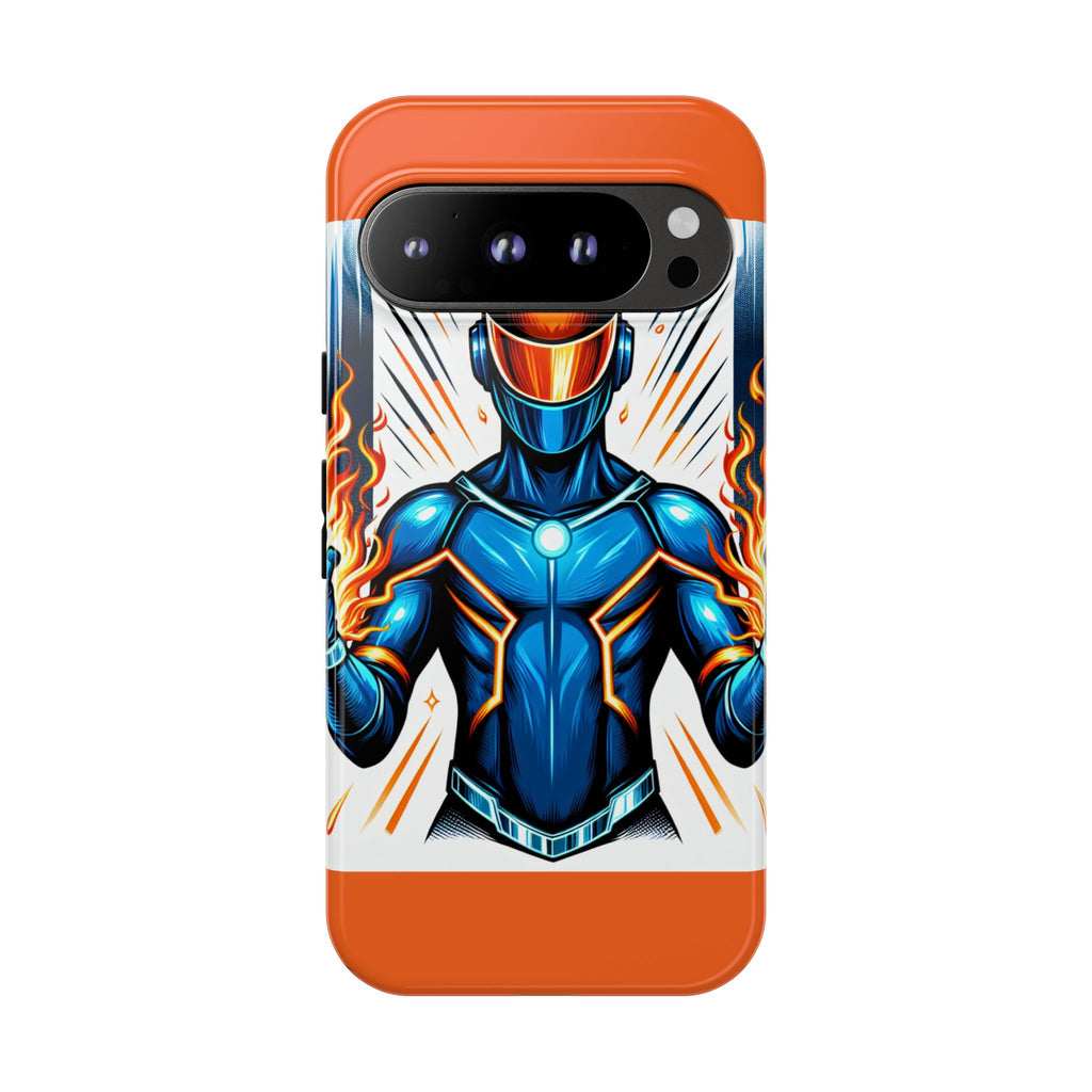Vibrant Phone Case Featuring Fire-Themed Superhero Design, Durable and Stylish Gift for Gamers, Comic Lovers, and Tech Enthusiasts