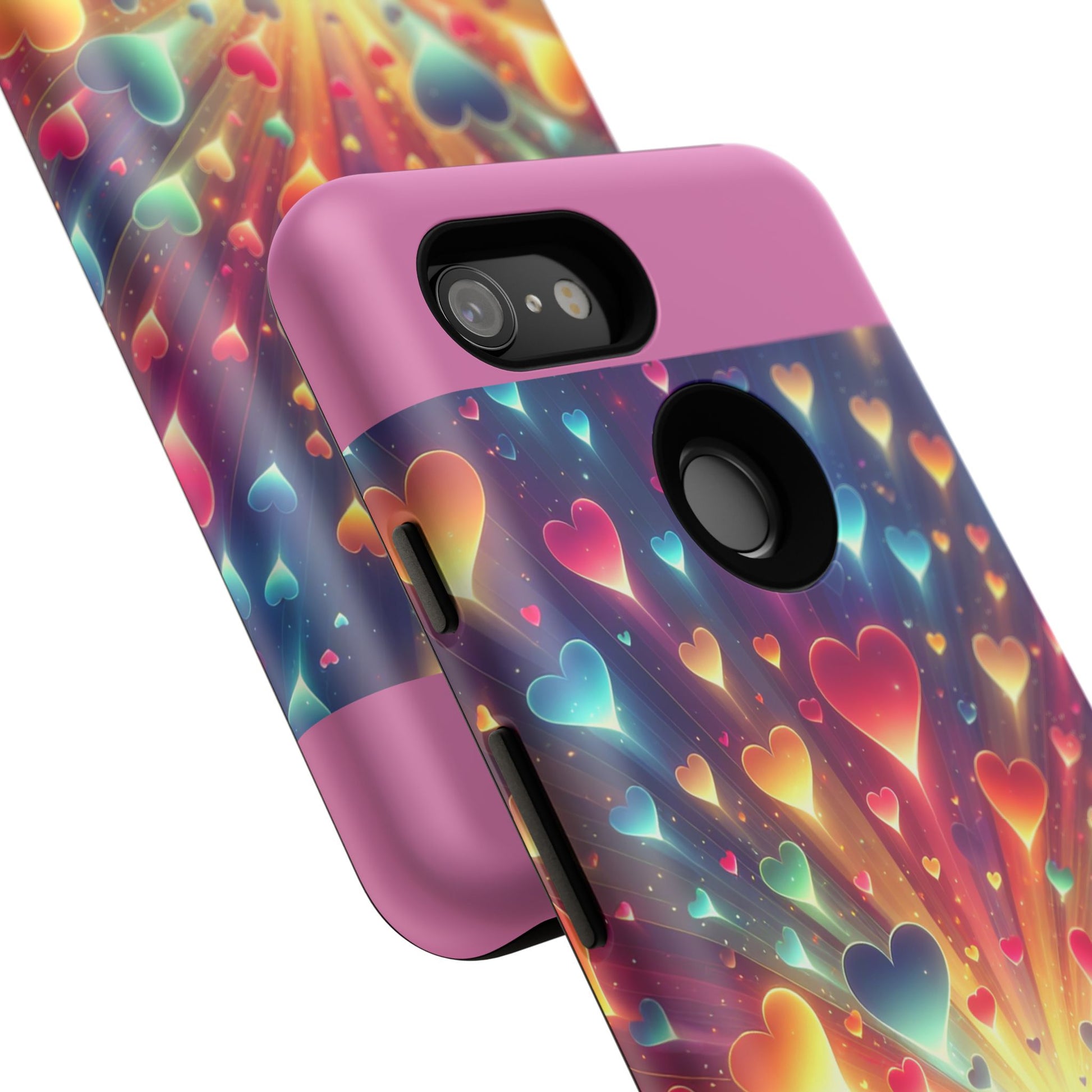 Colorful Love Phone Case, Heart Design, Cute Gift, Smartphone Accessory, Valentine's Day, Birthday Present, Colorful Hearts