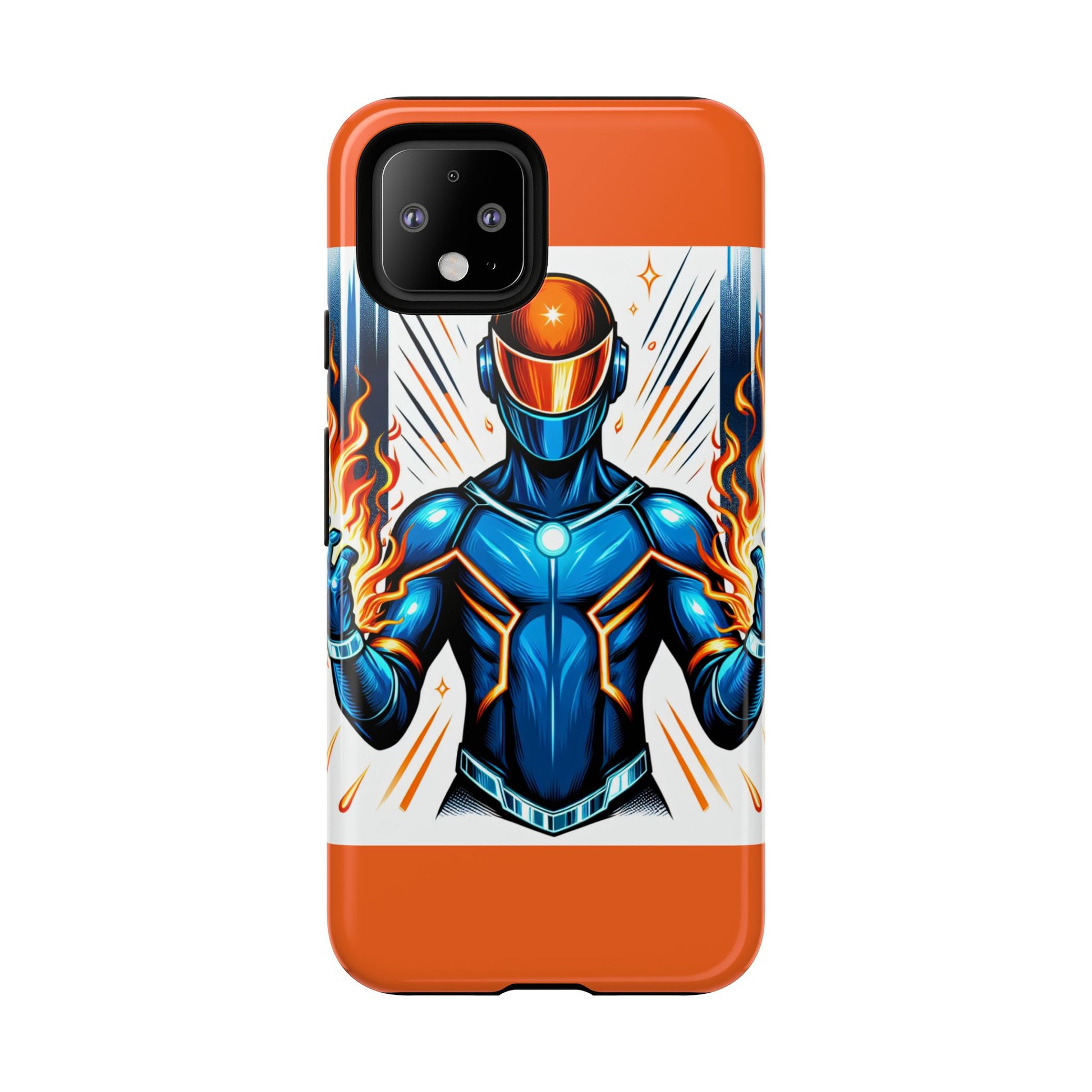 Vibrant Phone Case Featuring Fire-Themed Superhero Design, Durable and Stylish Gift for Gamers, Comic Lovers, and Tech Enthusiasts