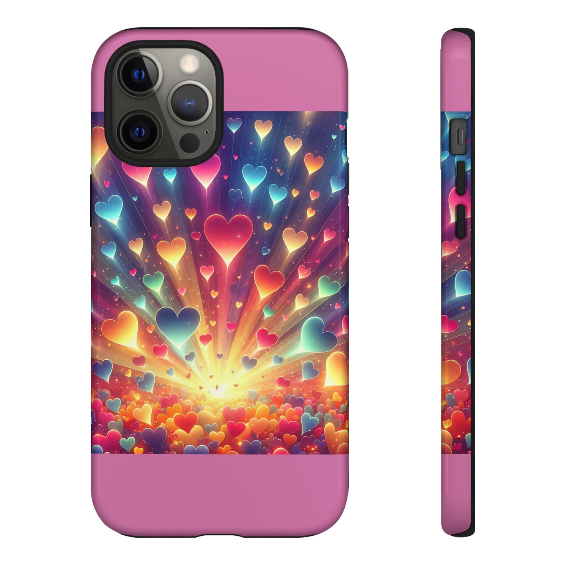 Colorful Love Phone Case, Heart Design, Cute Gift, Smartphone Accessory, Valentine's Day, Birthday Present, Colorful Hearts