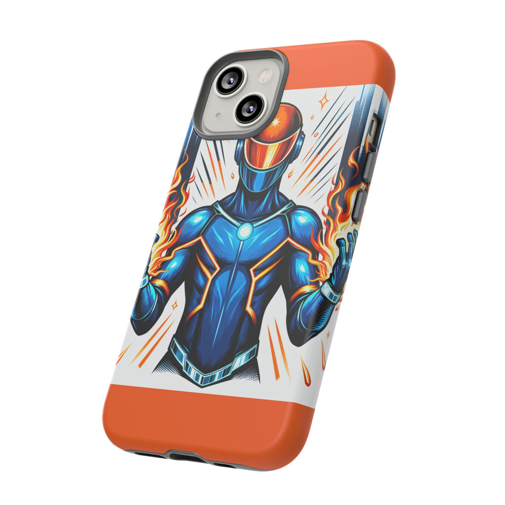 Vibrant Phone Case Featuring Fire-Themed Superhero Design, Durable and Stylish Gift for Gamers, Comic Lovers, and Tech Enthusiasts