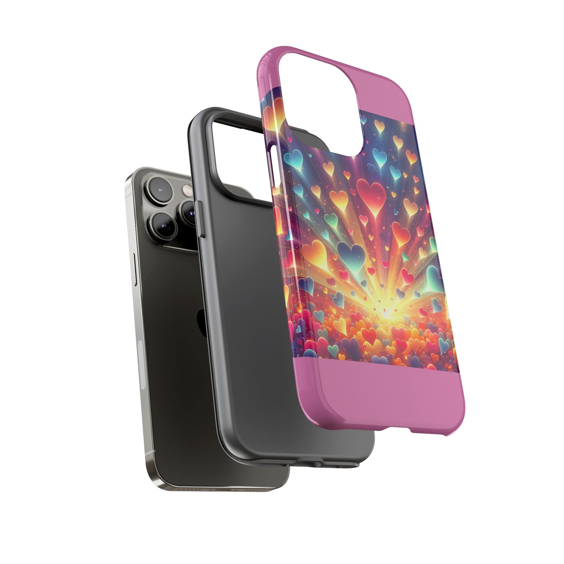 Colorful Love Phone Case, Heart Design, Cute Gift, Smartphone Accessory, Valentine's Day, Birthday Present, Colorful Hearts
