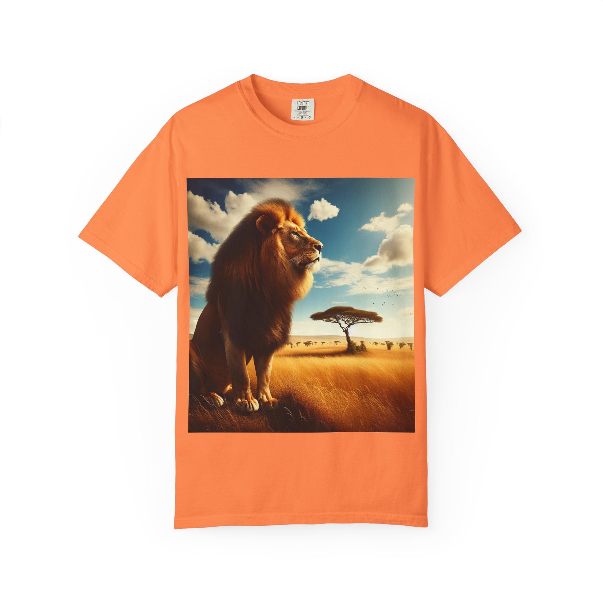 Lion Landscape Tee - Nature Lover's Apparel, Unisex Shirt, Animal Print T-shirt, Safari Top, Gift for Wildlife Enthusiasts