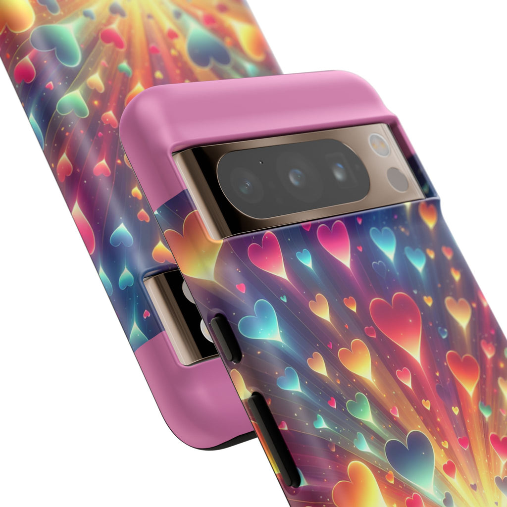 Colorful Love Phone Case, Heart Design, Cute Gift, Smartphone Accessory, Valentine's Day, Birthday Present, Colorful Hearts