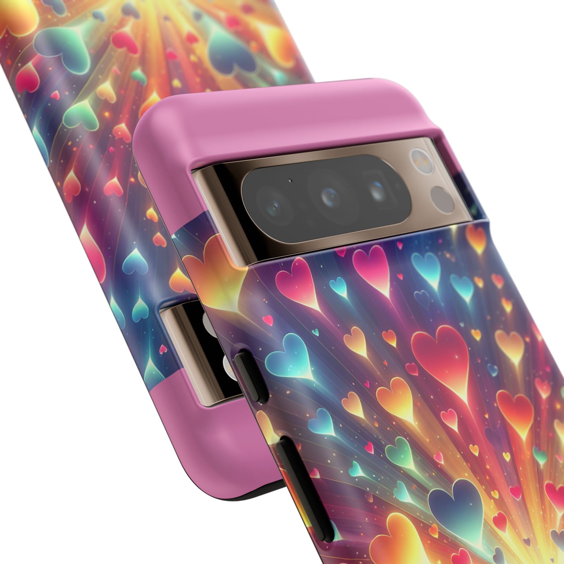 Colorful Love Phone Case, Heart Design, Cute Gift, Smartphone Accessory, Valentine's Day, Birthday Present, Colorful Hearts
