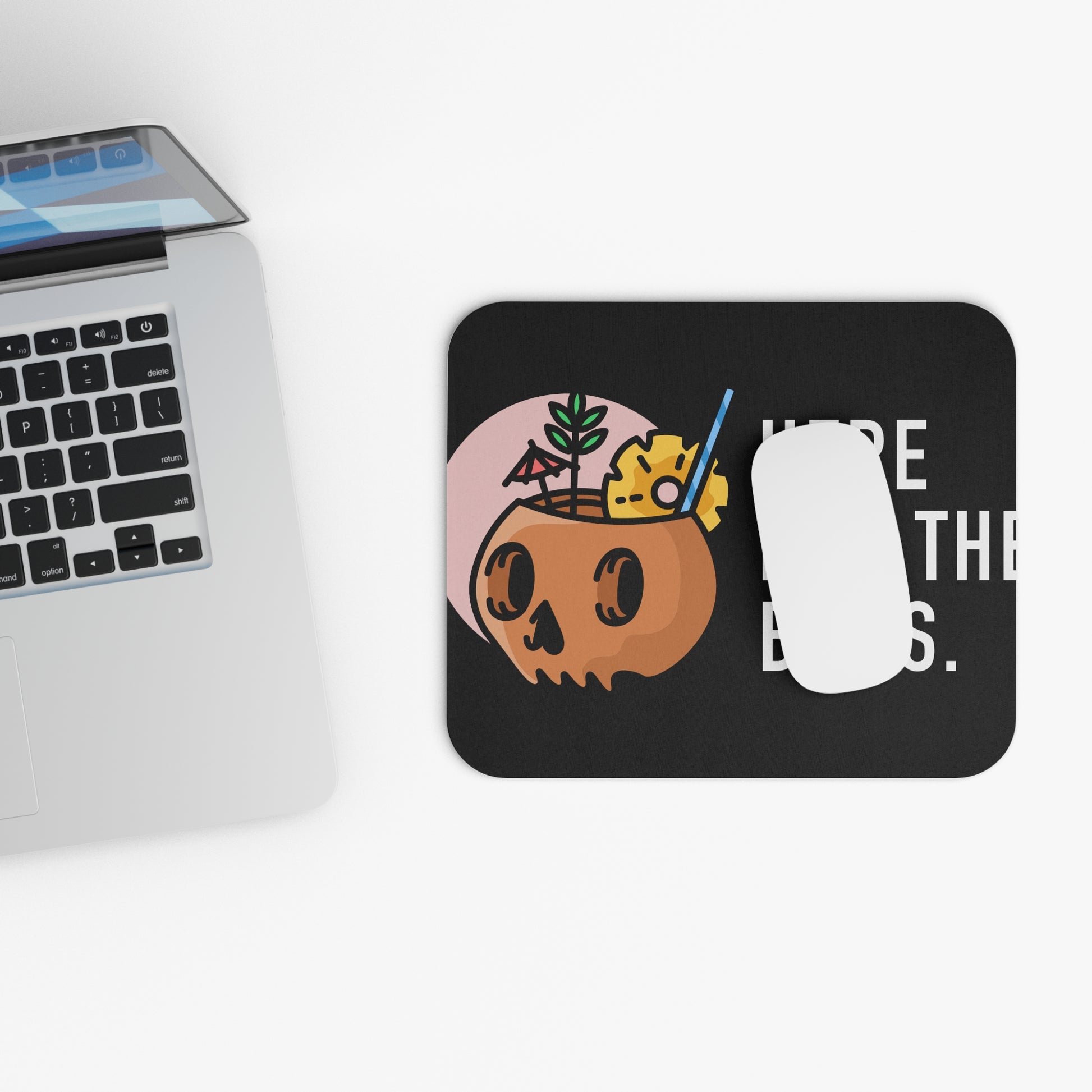 Halloween Mouse Pad - Here for the Boos - Cute Skull Design, Desk Decor, Gamer Gift, Halloween Party Decoration, Witchy Home Office [...]