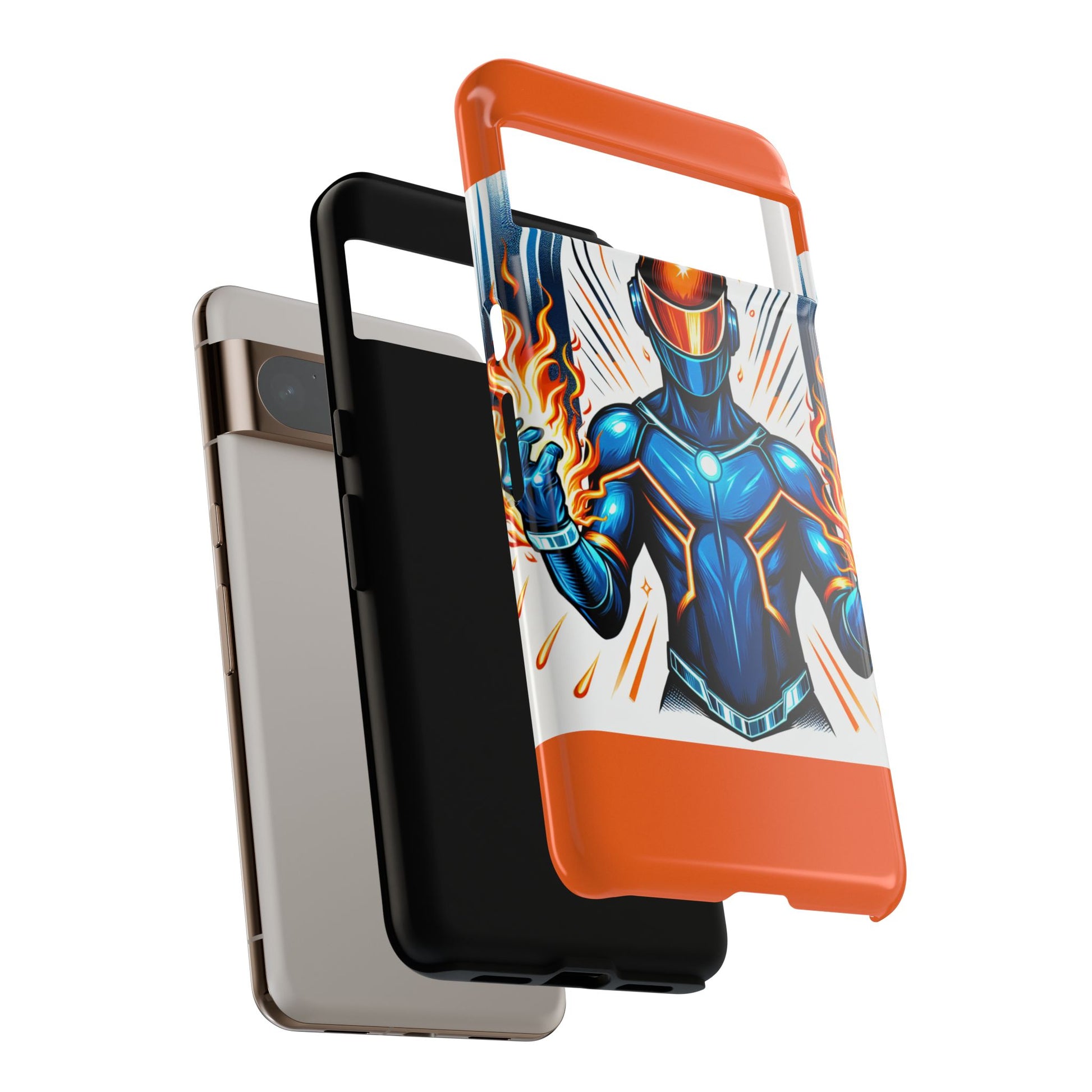 Vibrant Phone Case Featuring Fire-Themed Superhero Design, Durable and Stylish Gift for Gamers, Comic Lovers, and Tech Enthusiasts