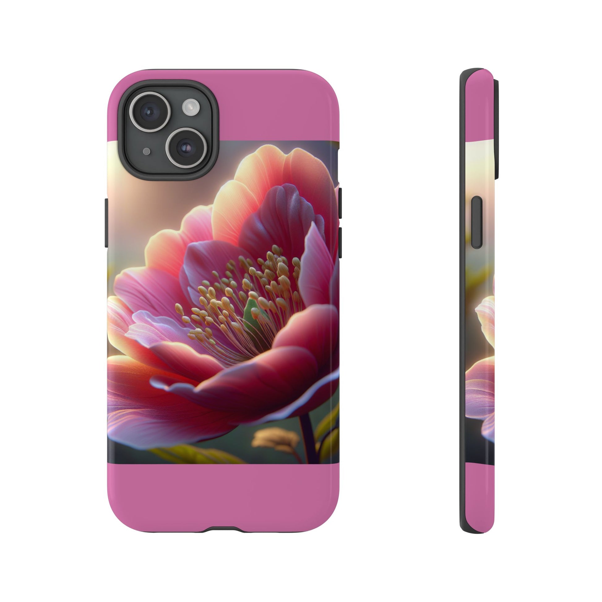 Pink Floral Phone Case, Tough Cases, Floral Design, Phone Accessory Gift, Nature Inspired, Trendy Tech Case