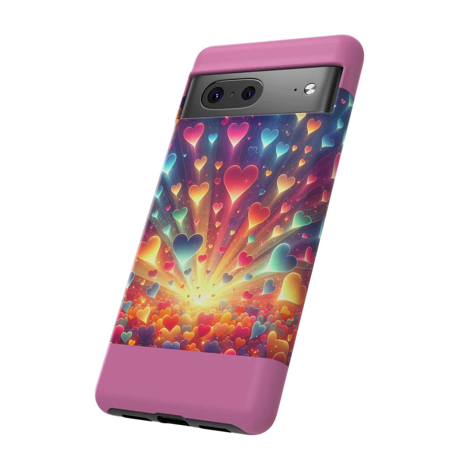 Colorful Love Phone Case, Heart Design, Cute Gift, Smartphone Accessory, Valentine's Day, Birthday Present, Colorful Hearts