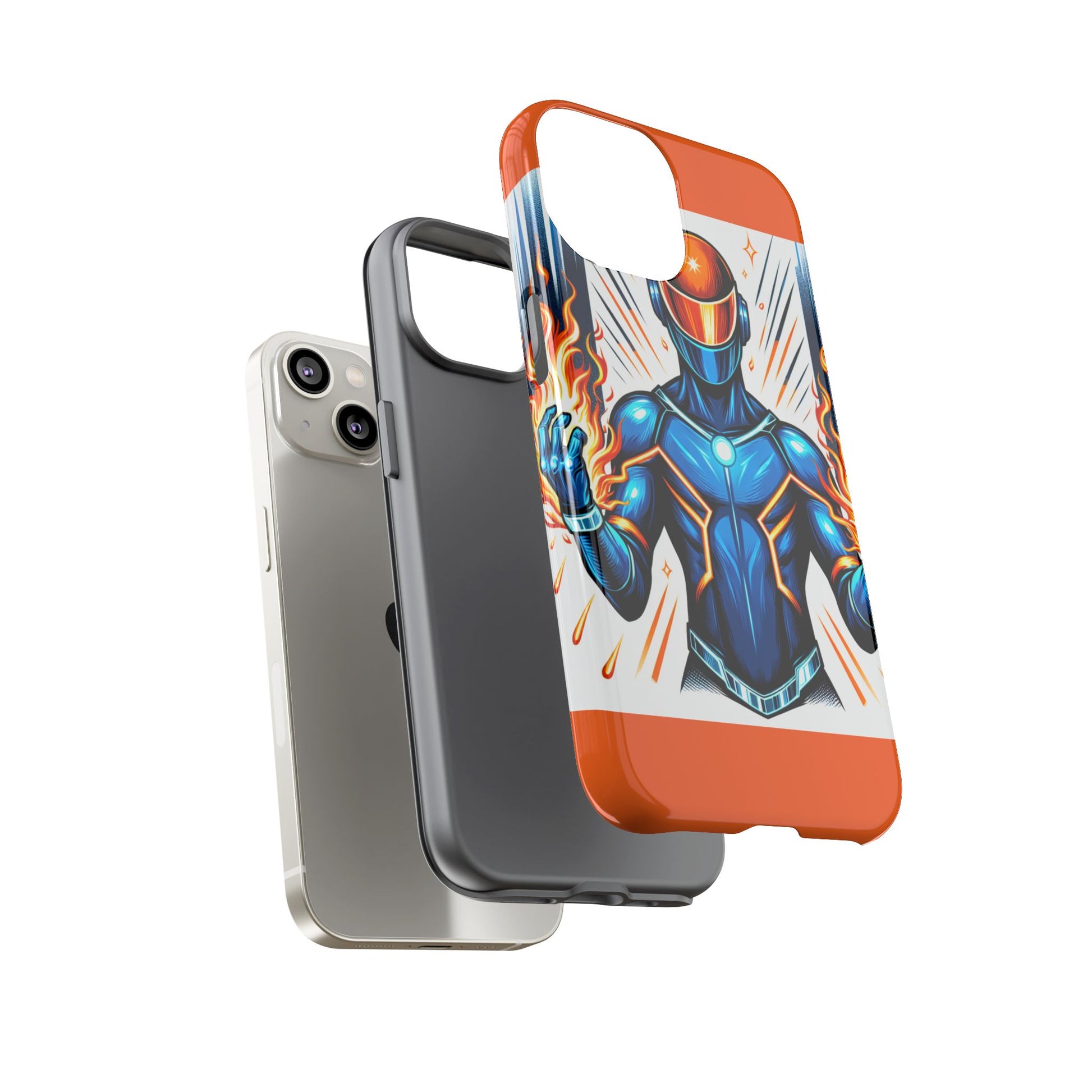 Vibrant Phone Case Featuring Fire-Themed Superhero Design, Durable and Stylish Gift for Gamers, Comic Lovers, and Tech Enthusiasts