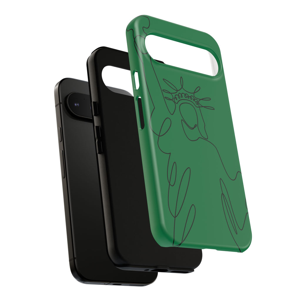 Stylish Phone Case with Statue of Liberty Design, Tough Cases for iPhone, Unique Gift for Travelers, Green Phone Cover, Artistic Cell [...]