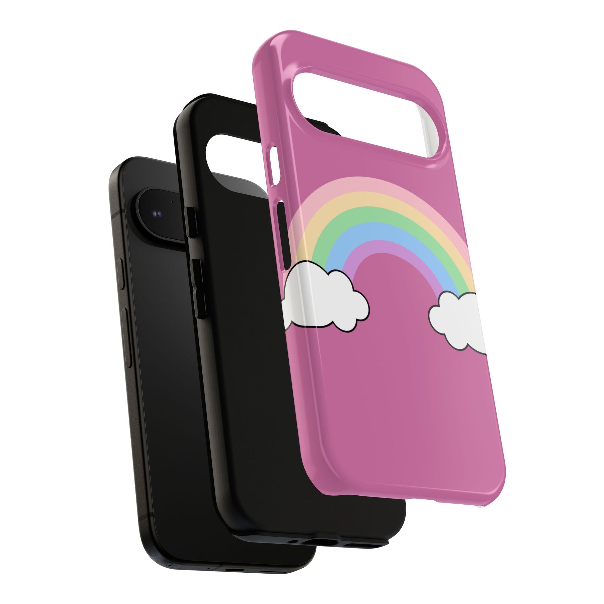 Rainbow Cloud Phone Case, Cute Tough Cases for Kids, Pastel Aesthetic, Colorful Phone Cover, Gift Idea for Birthdays