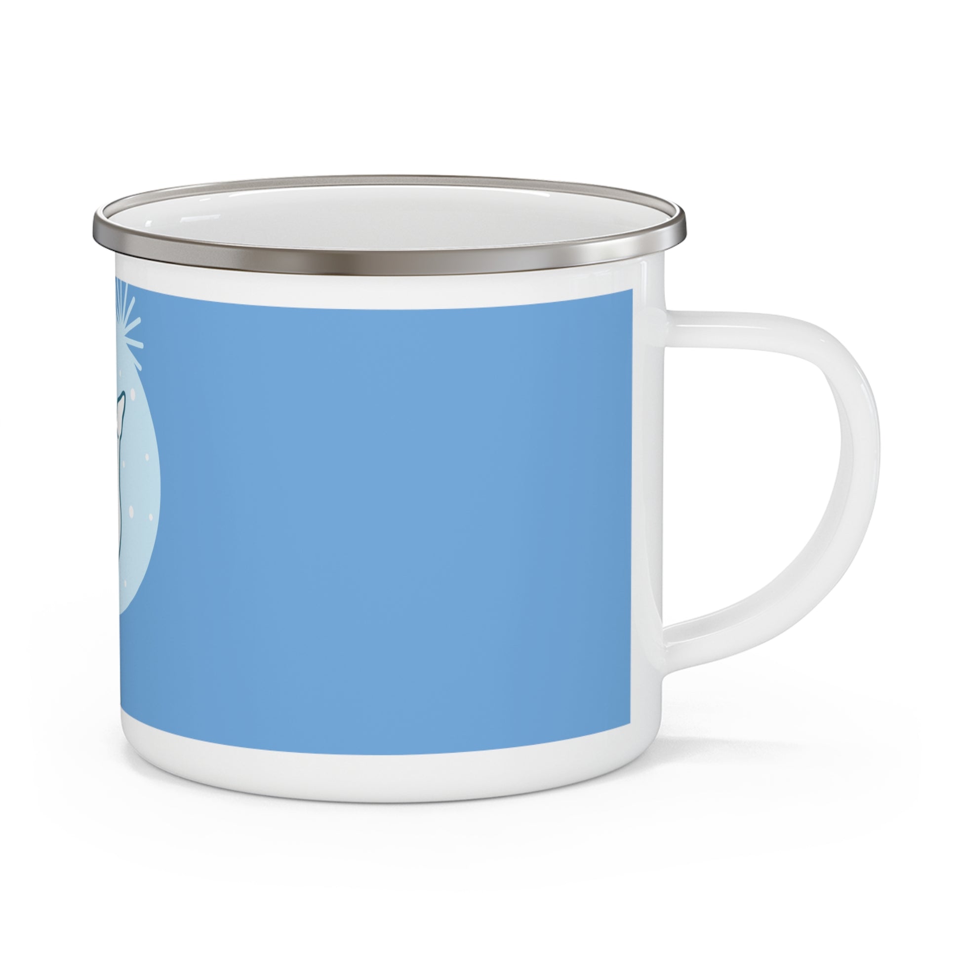 Charming Winter Enamel Camping Mug, Holiday Gift, Cozy Outdoors, Reindeer Design, Rustic Camping Accessory, Hot Beverage Mug