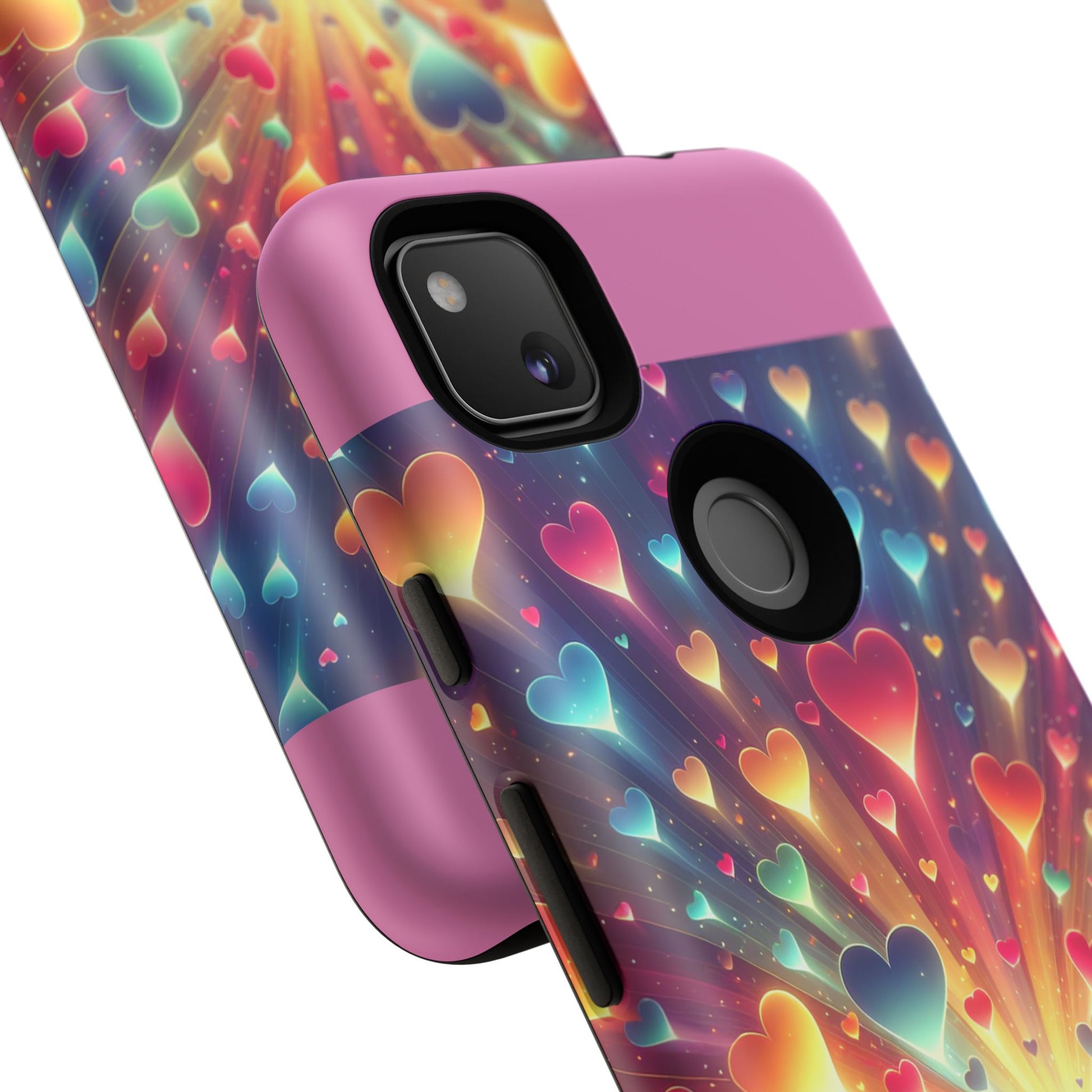 Colorful Love Phone Case, Heart Design, Cute Gift, Smartphone Accessory, Valentine's Day, Birthday Present, Colorful Hearts