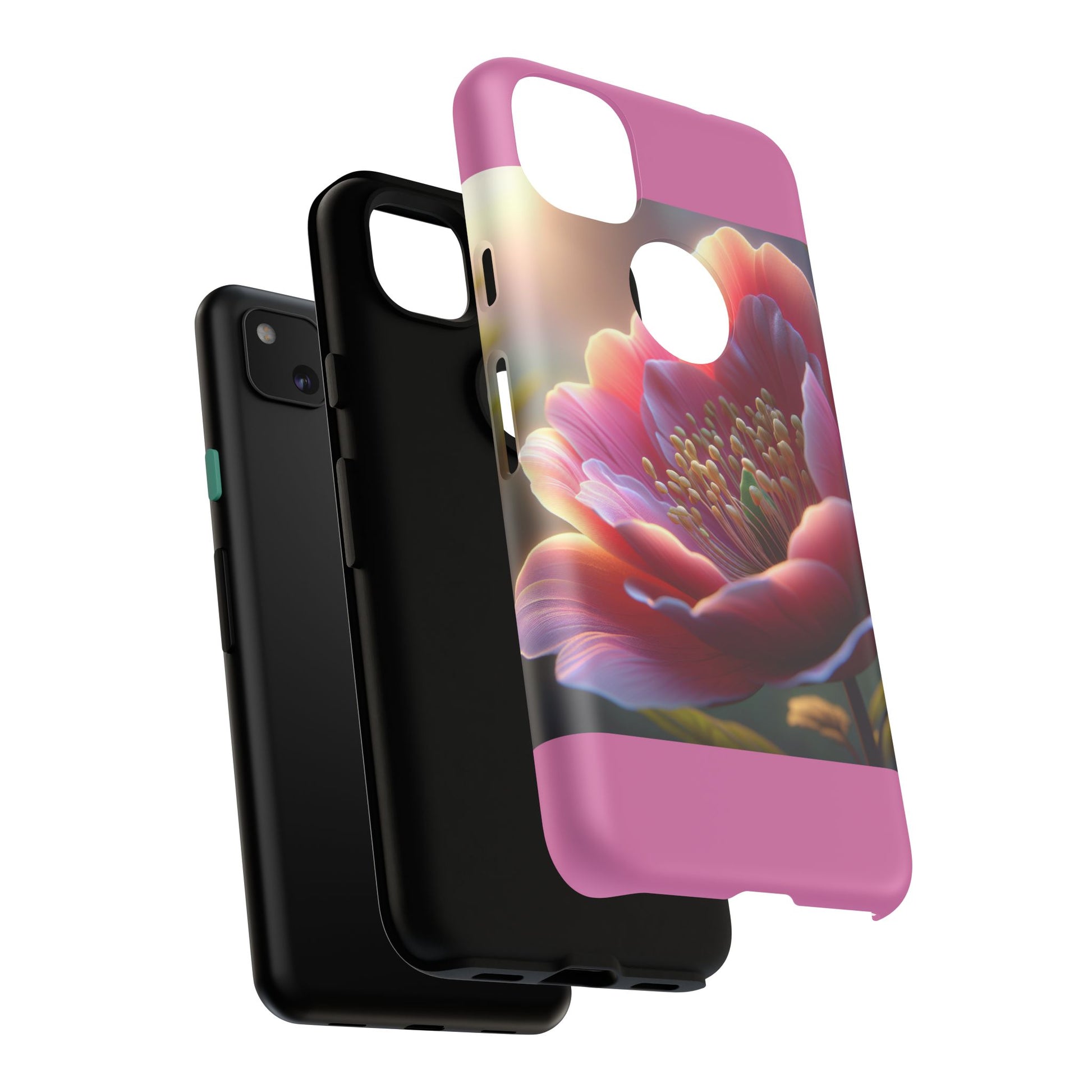 Pink Floral Phone Case, Tough Cases, Floral Design, Phone Accessory Gift, Nature Inspired, Trendy Tech Case