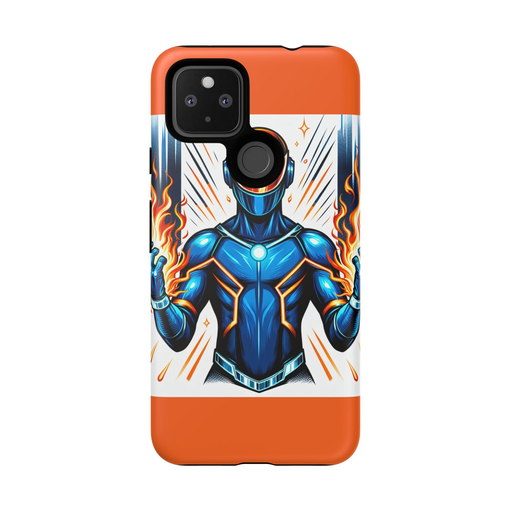 Vibrant Phone Case Featuring Fire-Themed Superhero Design, Durable and Stylish Gift for Gamers, Comic Lovers, and Tech Enthusiasts