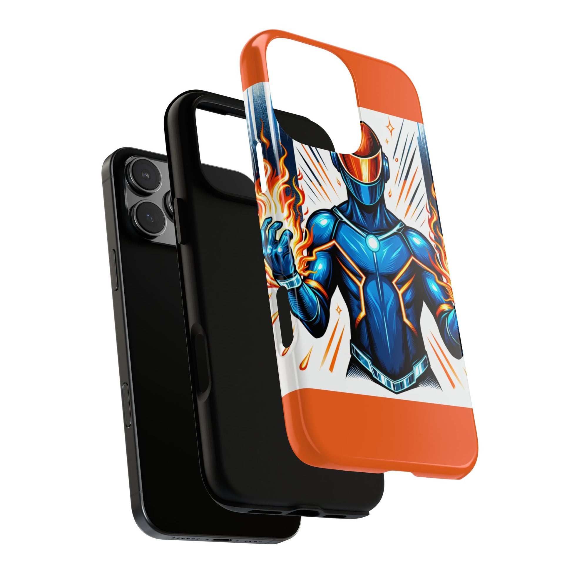 Vibrant Phone Case Featuring Fire-Themed Superhero Design, Durable and Stylish Gift for Gamers, Comic Lovers, and Tech Enthusiasts