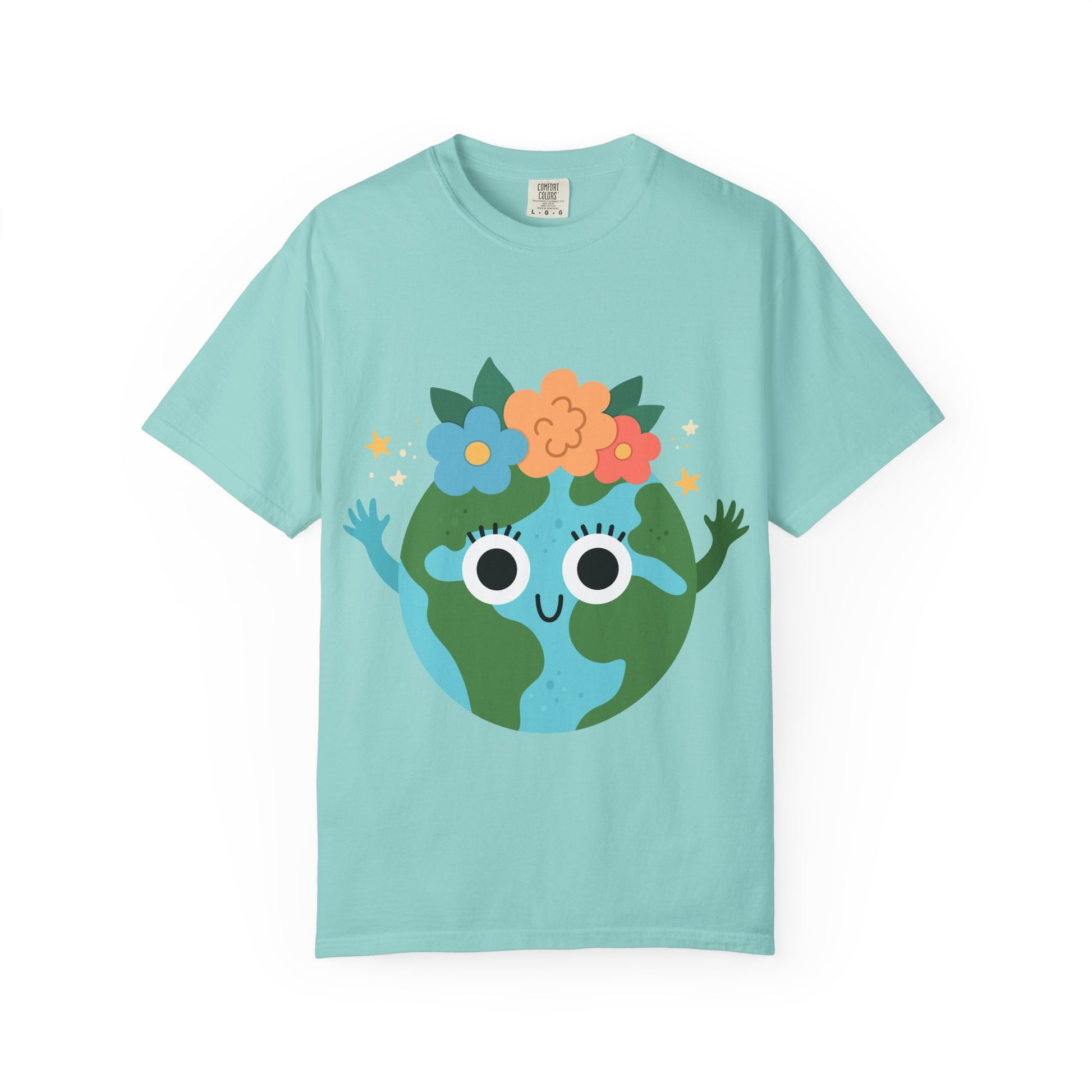 Eco-Friendly Earth Cartoon T-Shirt, Unisex Tee, Gardening Gift, Nature Lover Apparel, Earth Day Shirt, Cute Planet Design