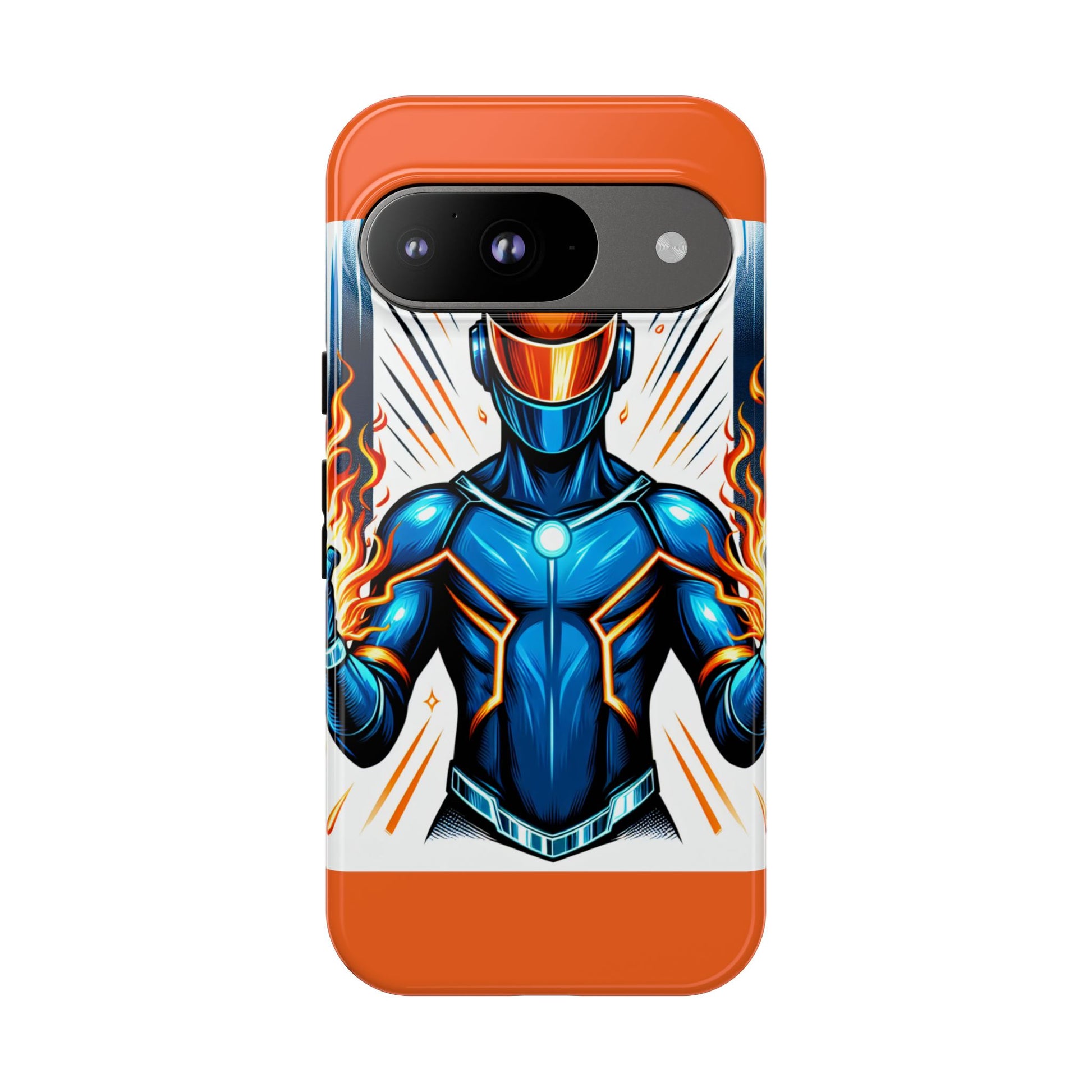 Vibrant Phone Case Featuring Fire-Themed Superhero Design, Durable and Stylish Gift for Gamers, Comic Lovers, and Tech Enthusiasts