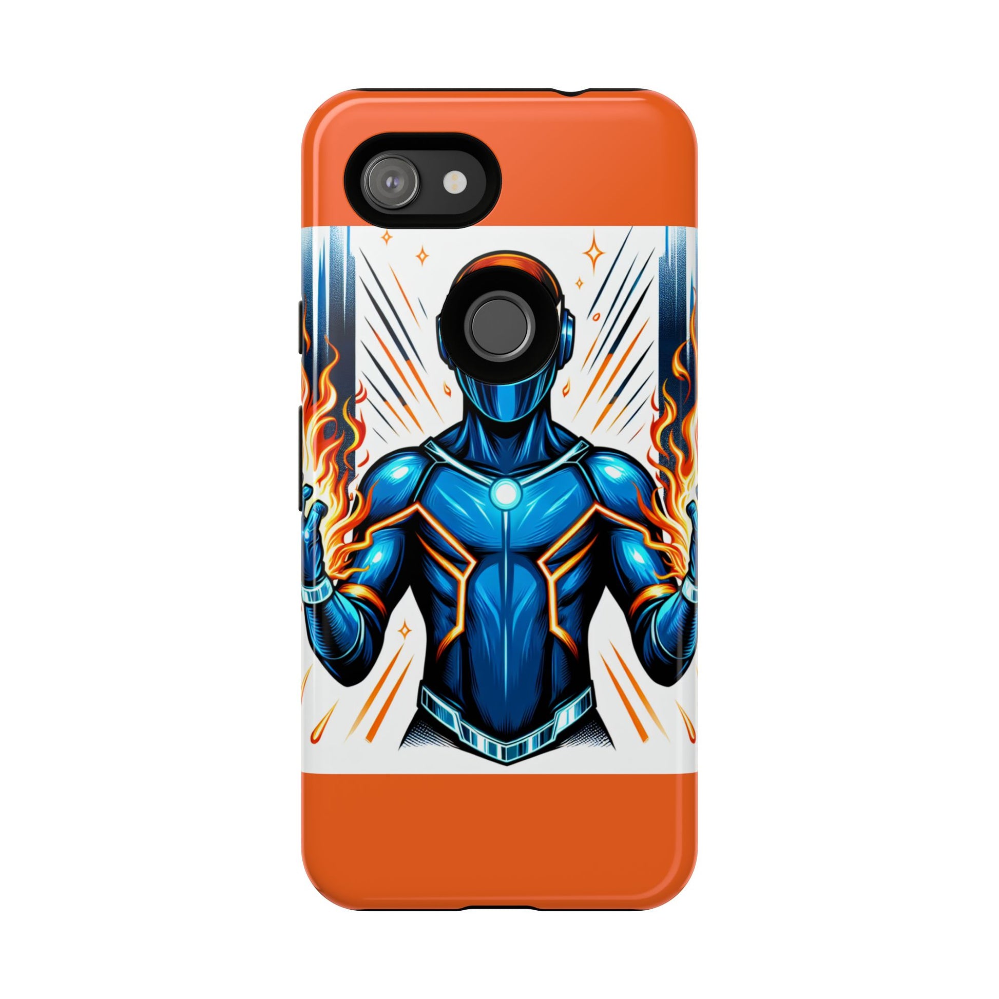 Vibrant Phone Case Featuring Fire-Themed Superhero Design, Durable and Stylish Gift for Gamers, Comic Lovers, and Tech Enthusiasts