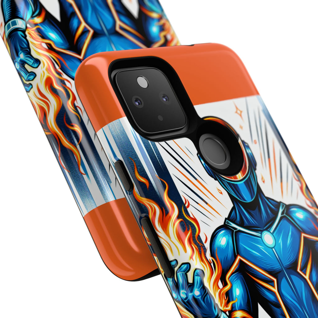 Vibrant Phone Case Featuring Fire-Themed Superhero Design, Durable and Stylish Gift for Gamers, Comic Lovers, and Tech Enthusiasts