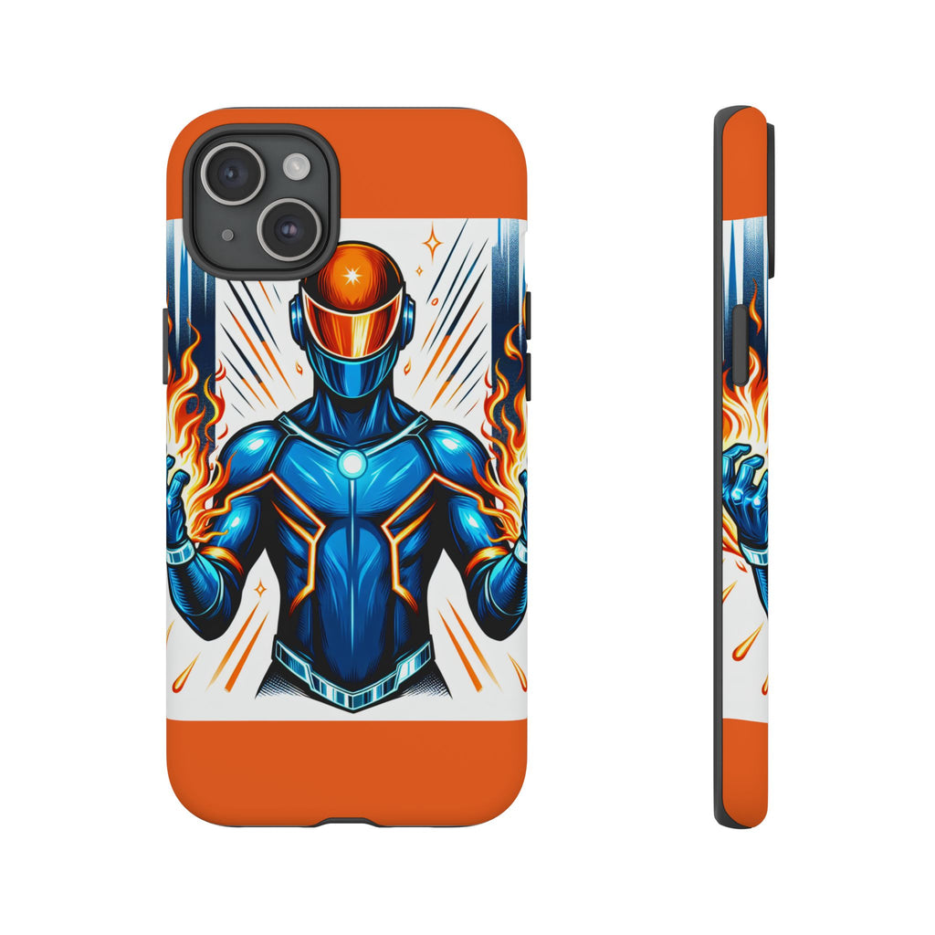 Vibrant Phone Case Featuring Fire-Themed Superhero Design, Durable and Stylish Gift for Gamers, Comic Lovers, and Tech Enthusiasts