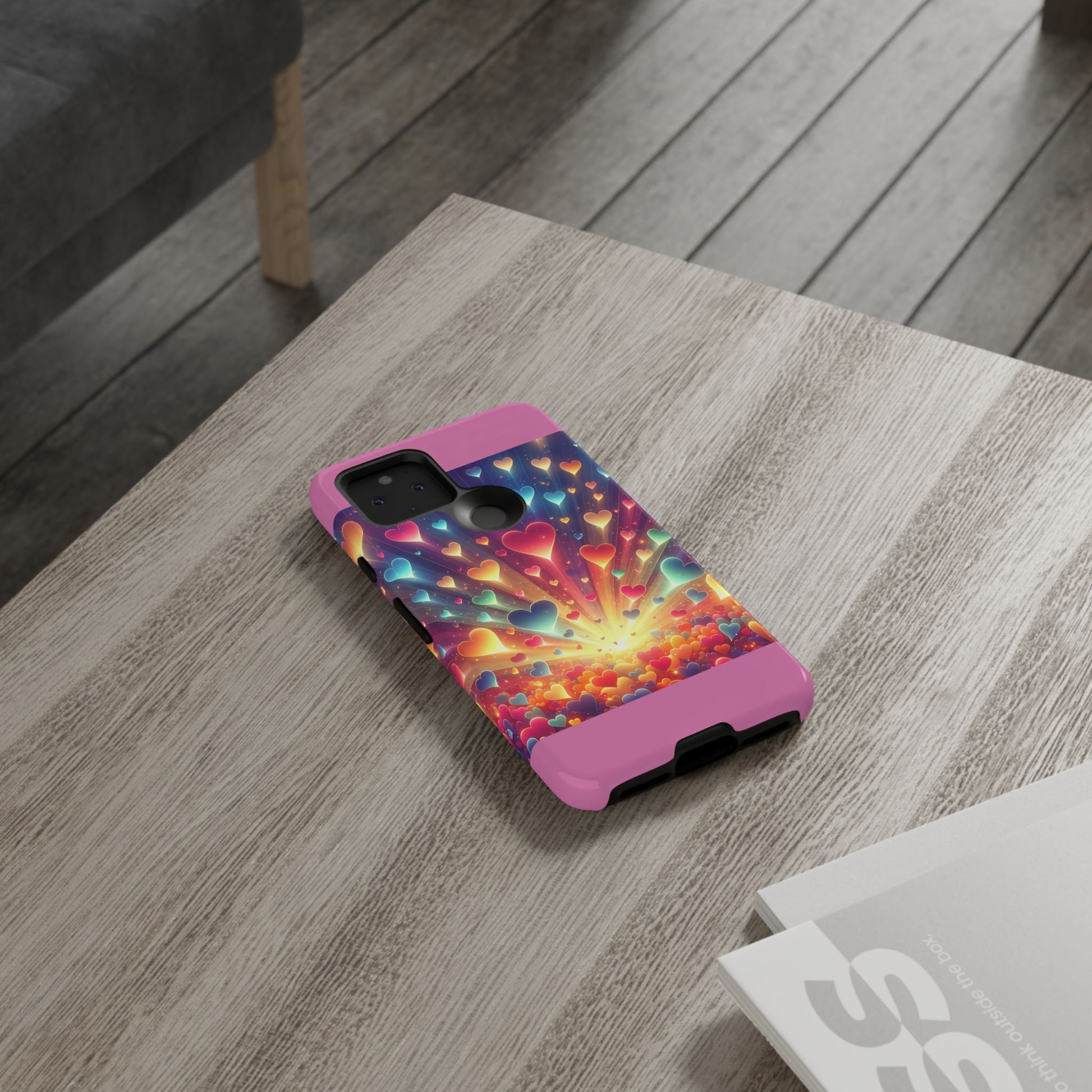 Colorful Love Phone Case, Heart Design, Cute Gift, Smartphone Accessory, Valentine's Day, Birthday Present, Colorful Hearts