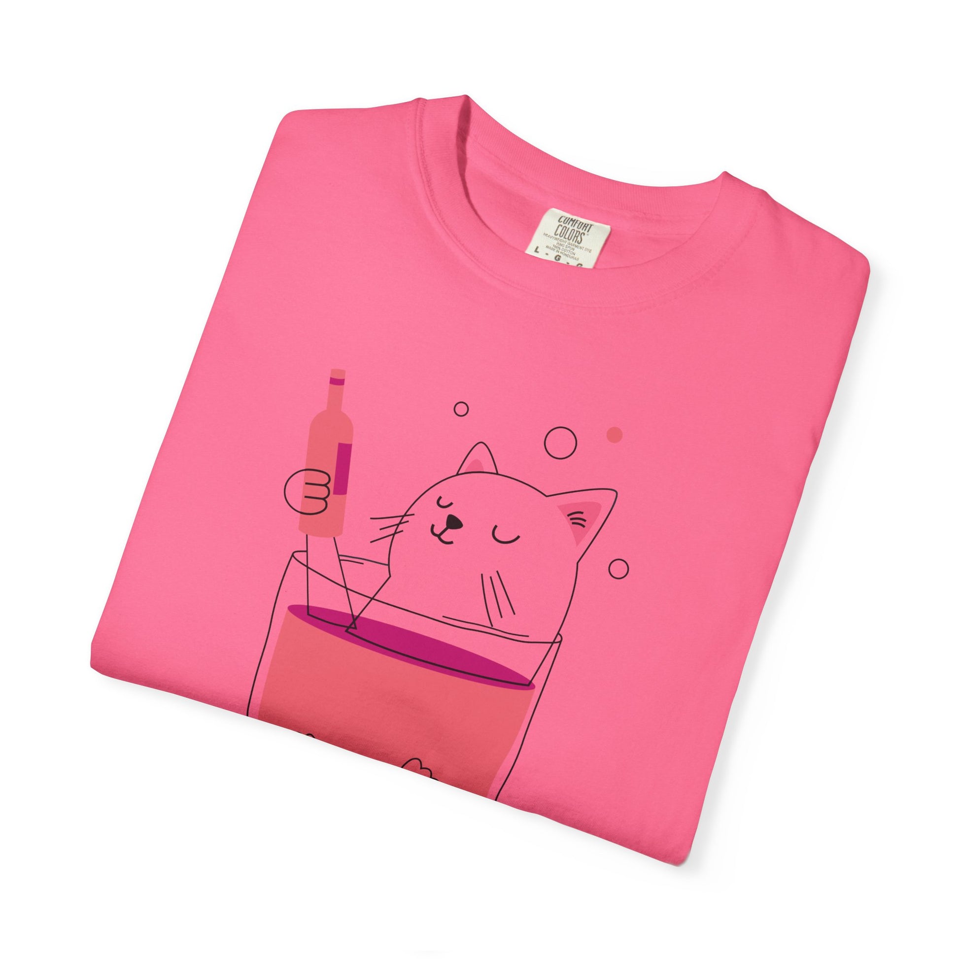 Cute Cat Wine Glass T-Shirt, Cat Lover Gift, Funny Pet Tee, Animal Humor Apparel, Unisex Graphic Tee