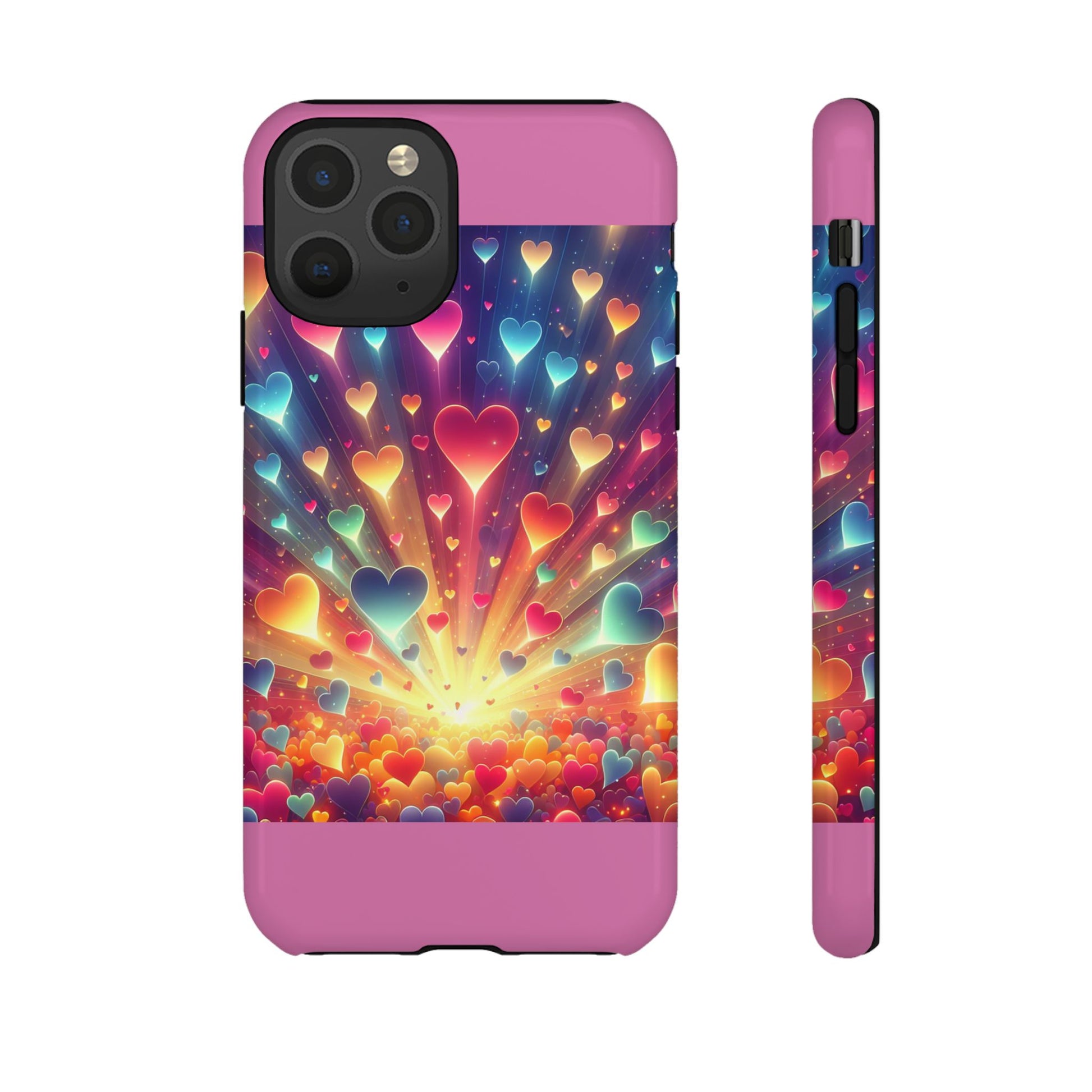 Colorful Love Phone Case, Heart Design, Cute Gift, Smartphone Accessory, Valentine's Day, Birthday Present, Colorful Hearts