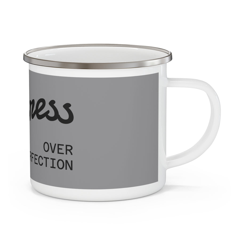 Rustic Enamel Camping Mug - Progress Over Perfection, Outdoor Lovers, Gift for Hikers, Motivational Coffee Mug, Adventure Camping [...]