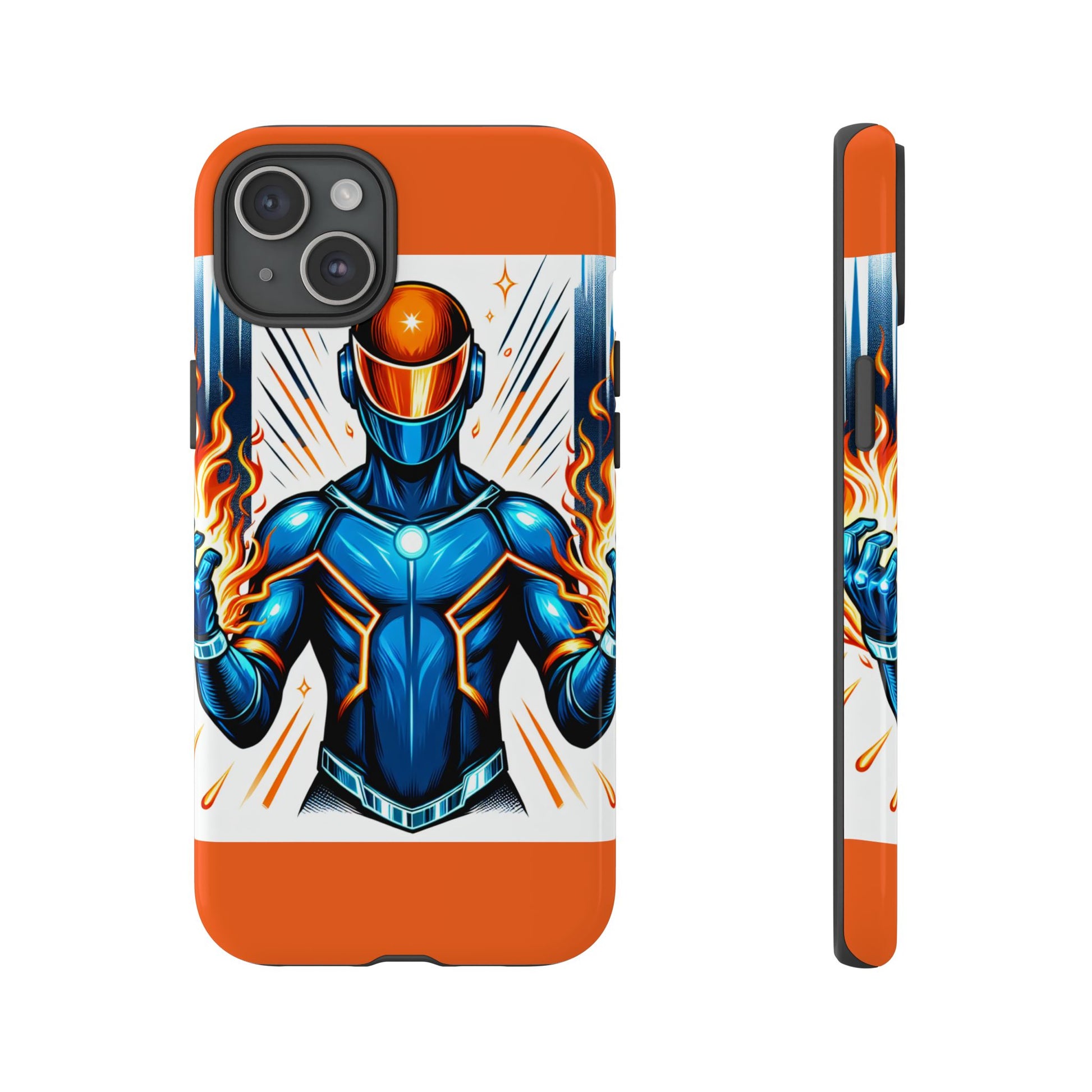 Vibrant Phone Case Featuring Fire-Themed Superhero Design, Durable and Stylish Gift for Gamers, Comic Lovers, and Tech Enthusiasts